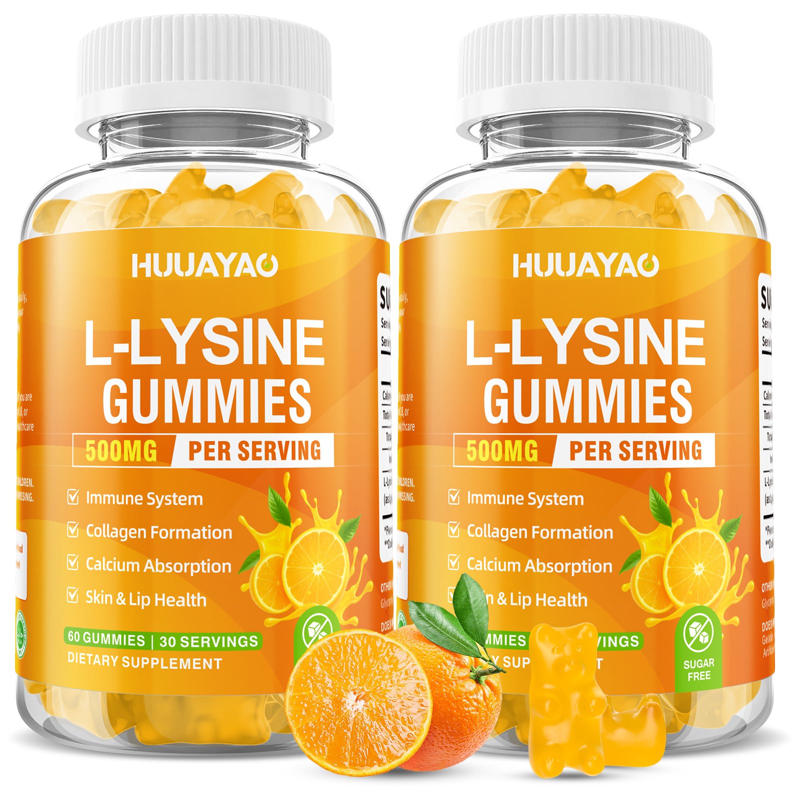 HUUAYAO L-Lysine Gummies 500mg 120 Count