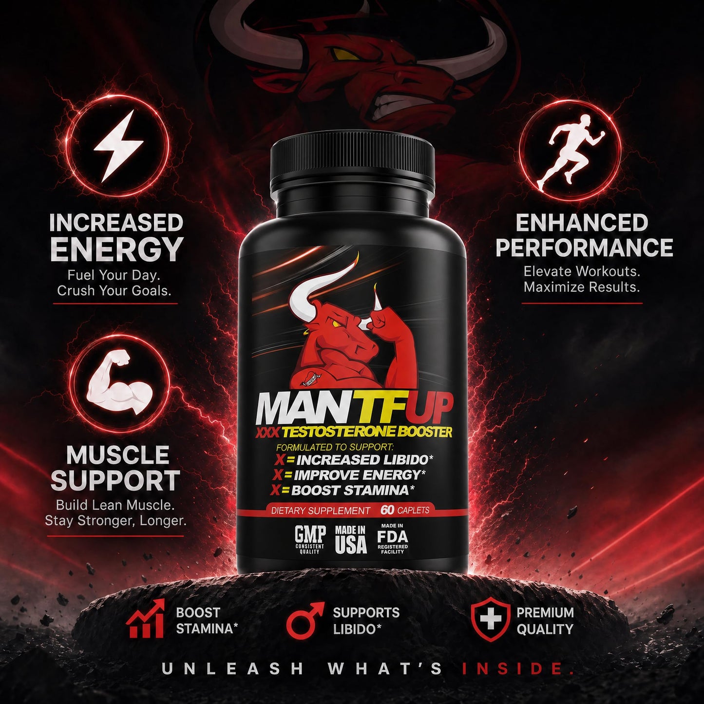 MANTFUP Vitality Enhancer for Men Testosterone Booster 60 Capsules