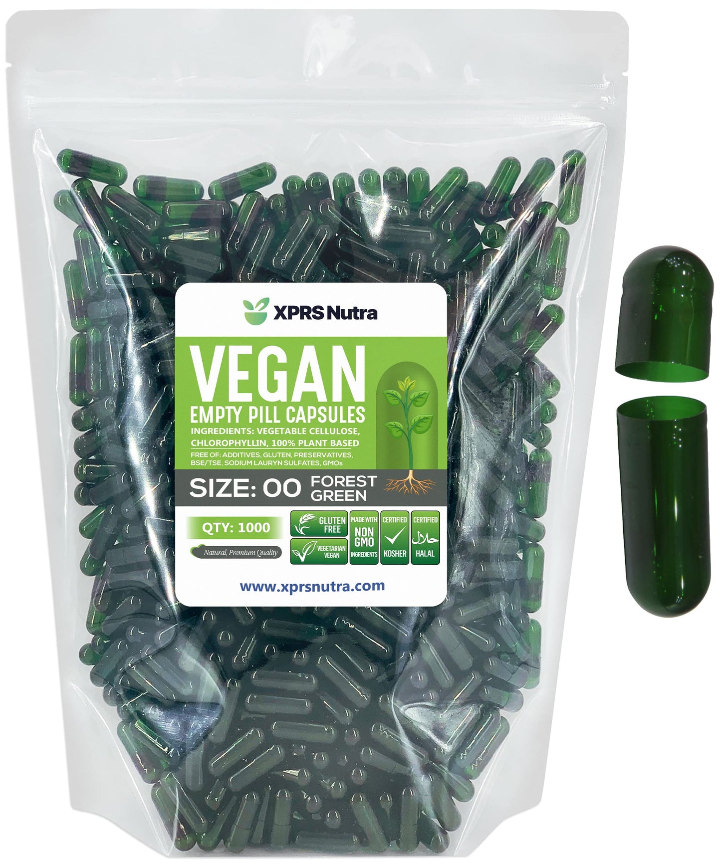 XPRS Nutra Size 00 Empty Veggie Capsules, 1000 Count