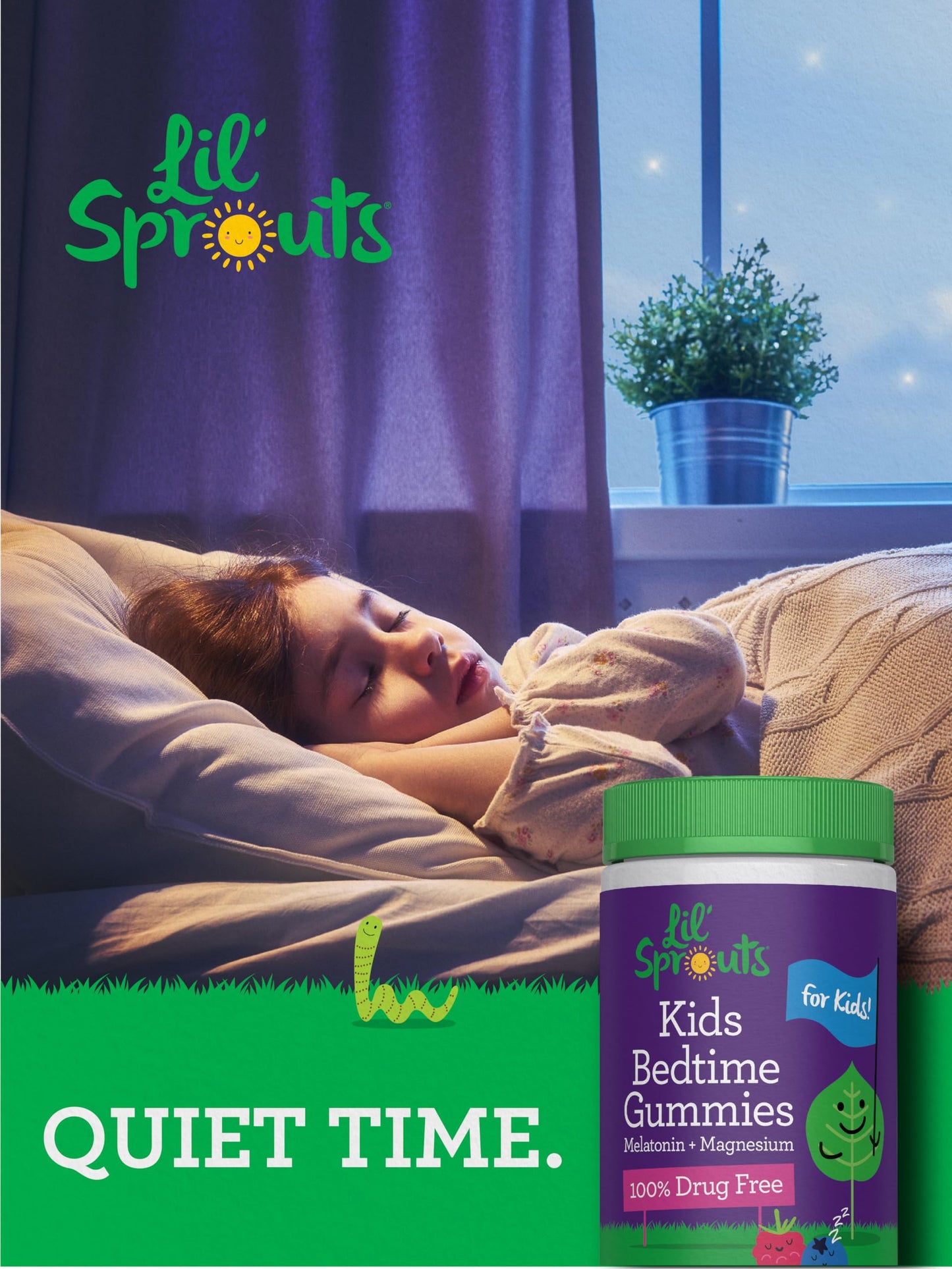 Lil' Sprouts Kids Bedtime Melatonin & Magnesium Gummy 60 Count