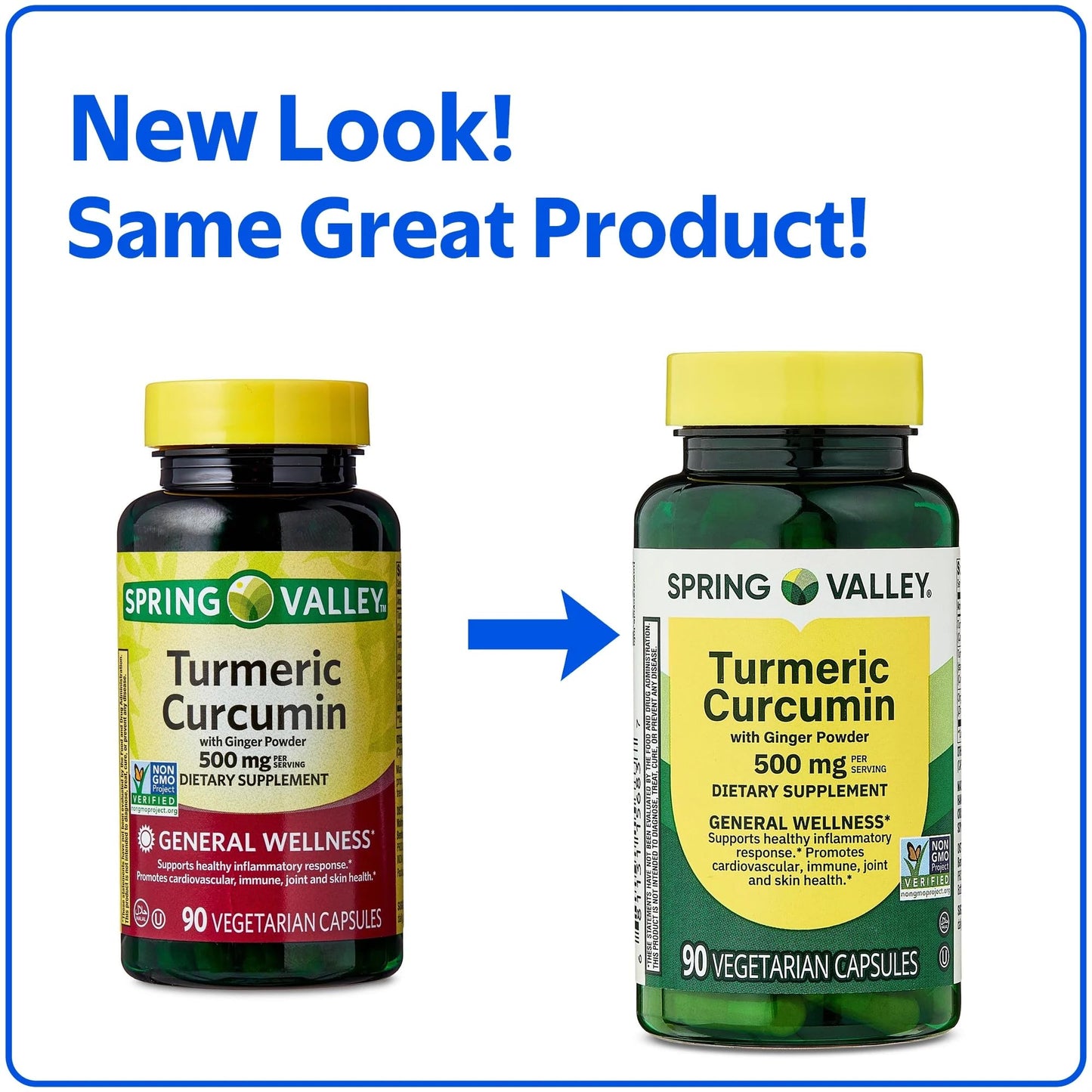 Generic Turmeric Curcumin with Ginger Powder 500 mg Capsules, 90 Count