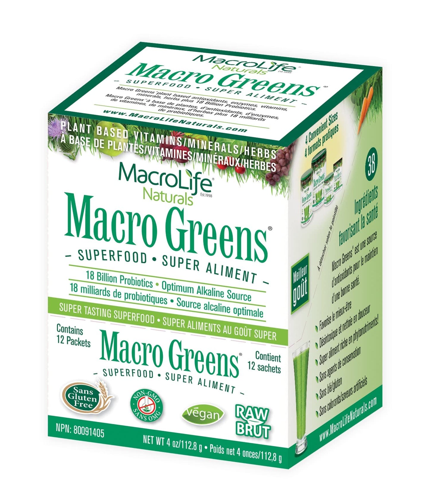 MacroLife Naturals Macro Greens Superfood Powder 4 Pack