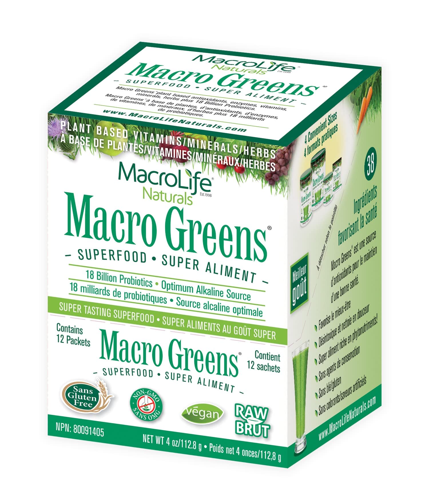 MacroLife Naturals Macro Greens Superfood Powder 4 Pack
