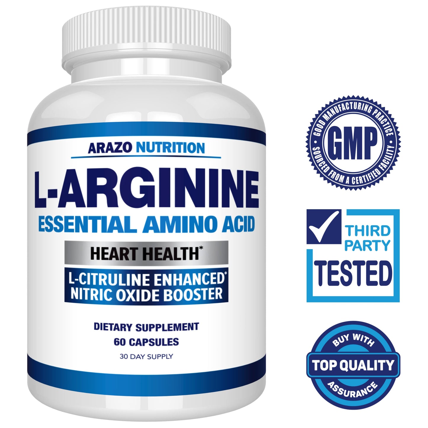 Arazo Nutrition Premium L-Arginine Capsule, 60 Capsules