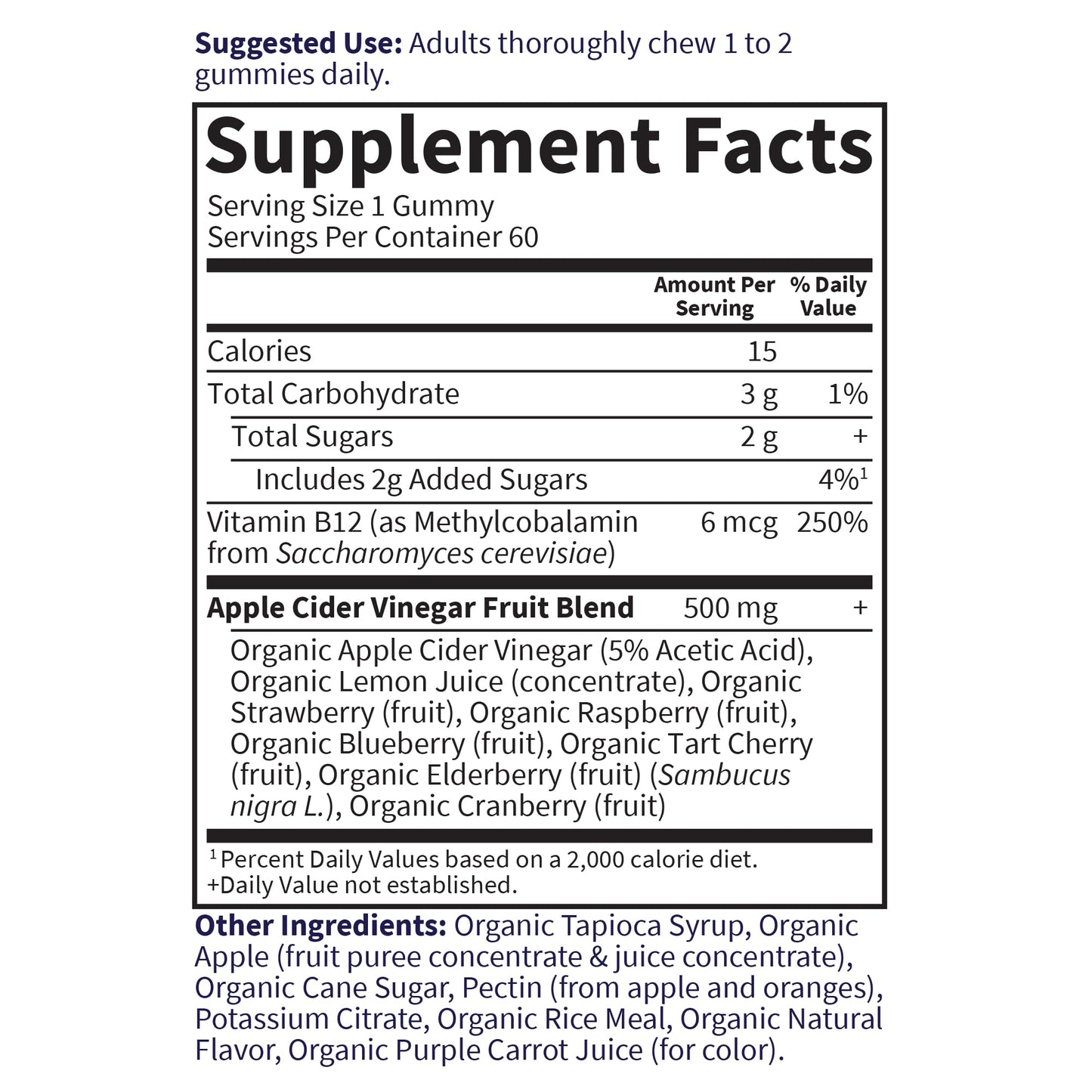 Garden of Life Organics Apple Cider Vinegar Gummies with Vitamin B12, 60 Gummies