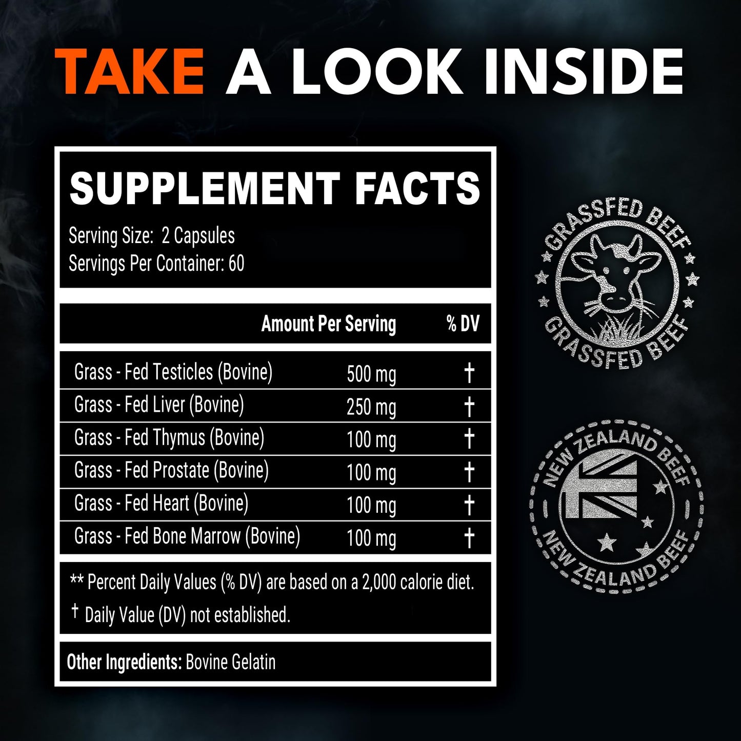 IRONCLAD NUTRITION Men's Performance Stack – Beef Organ Complex + Testosterone Supplement – Grass Fed Organs & 15-in-1 Test Support with Tongkat Ali, Ashwagandha, Shilajit, 240 Capsules