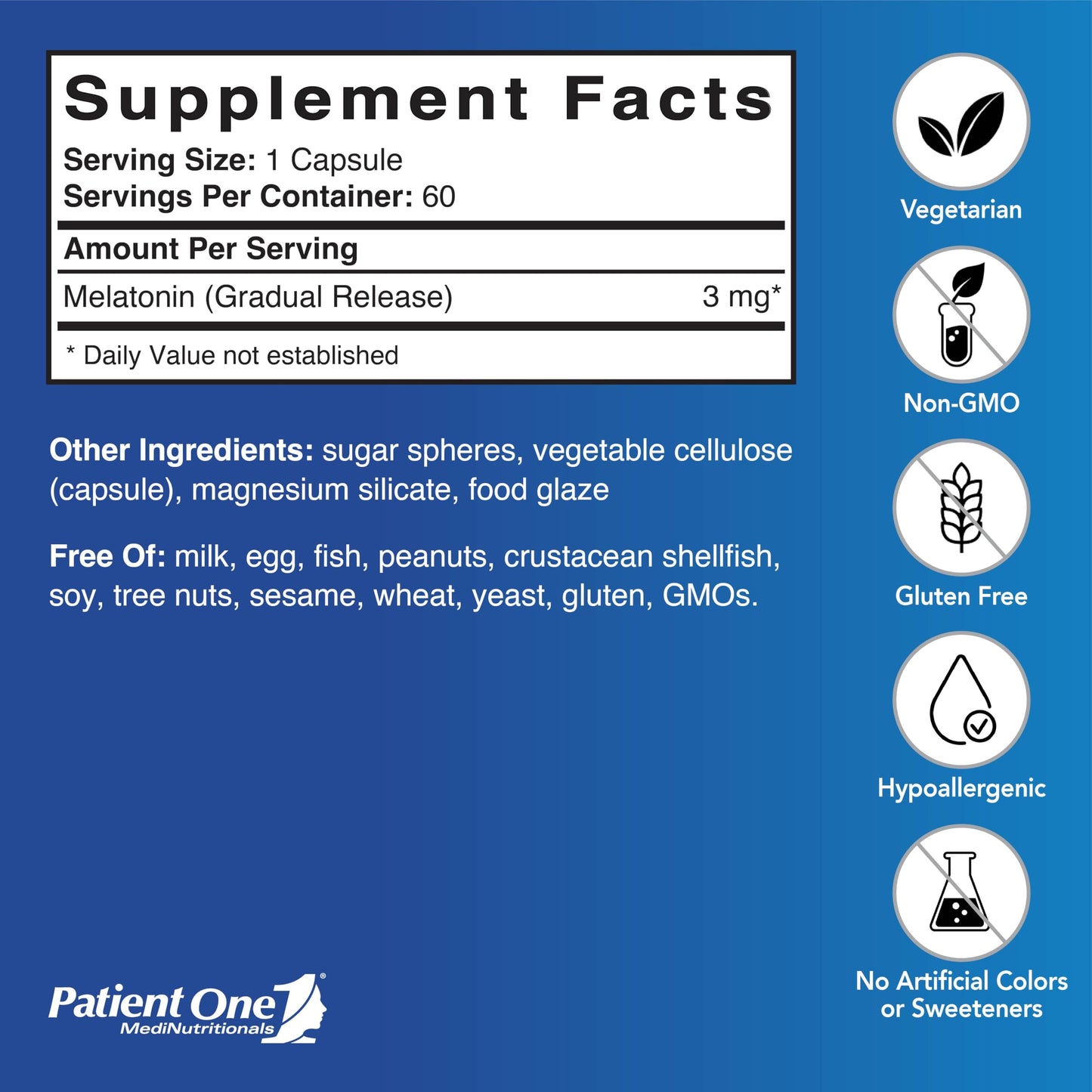 Patient One Melatonin 3 mg Extended Release Capsule 60 Capsules