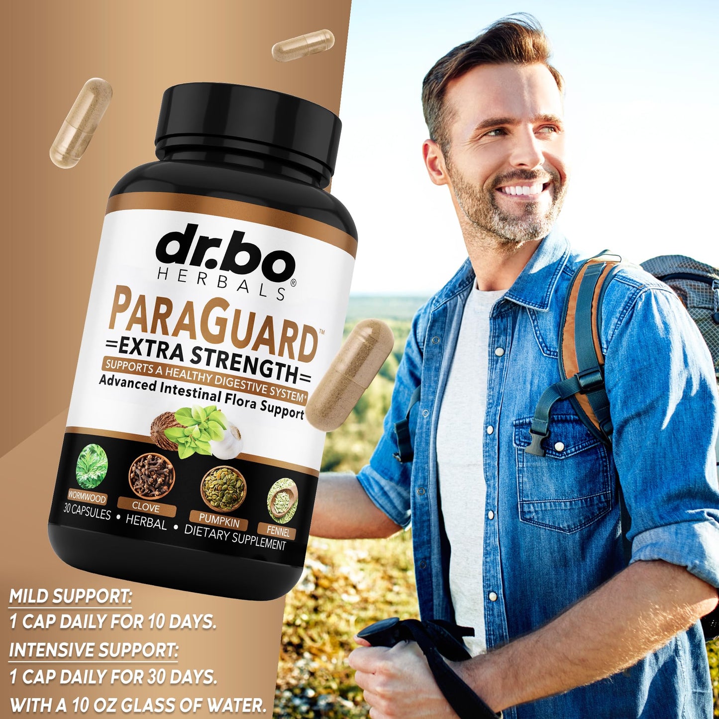 DR. BO ParaGuard Cleanse Detox Pills Extra Strength Intestinal Guard Formula Supplement Capsules 30 Count