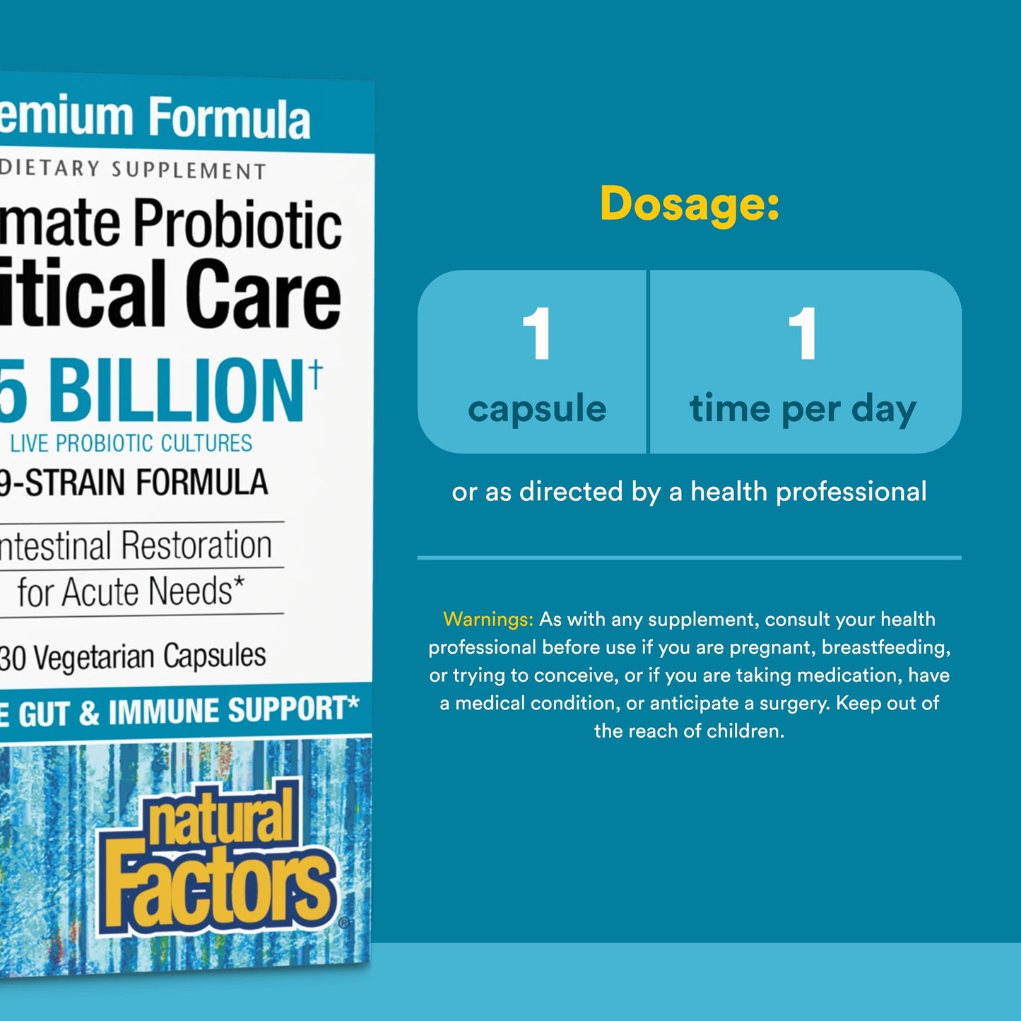 Natural Factors Ultimate Probiotic Critical Care Capsule 30 Count