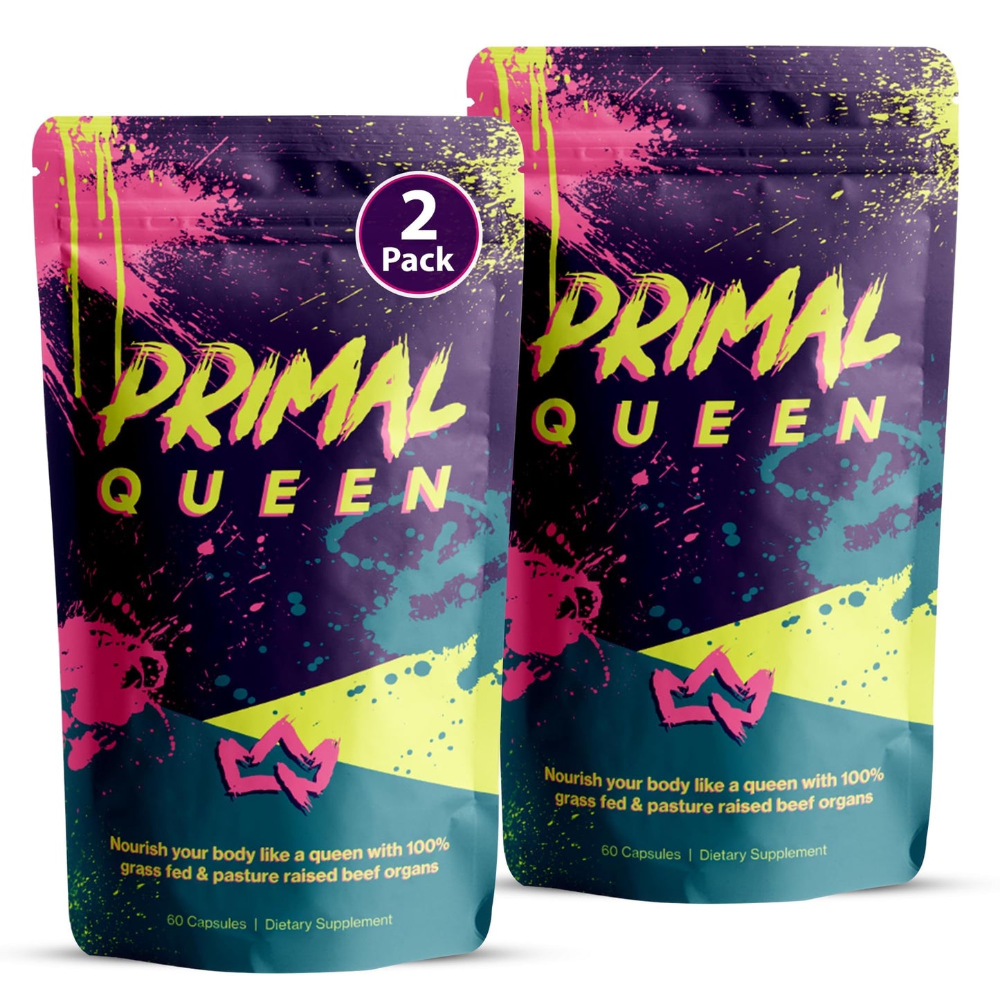 Primal Queen Beef Organ Liver Kidney Heart Capsules 120 Count