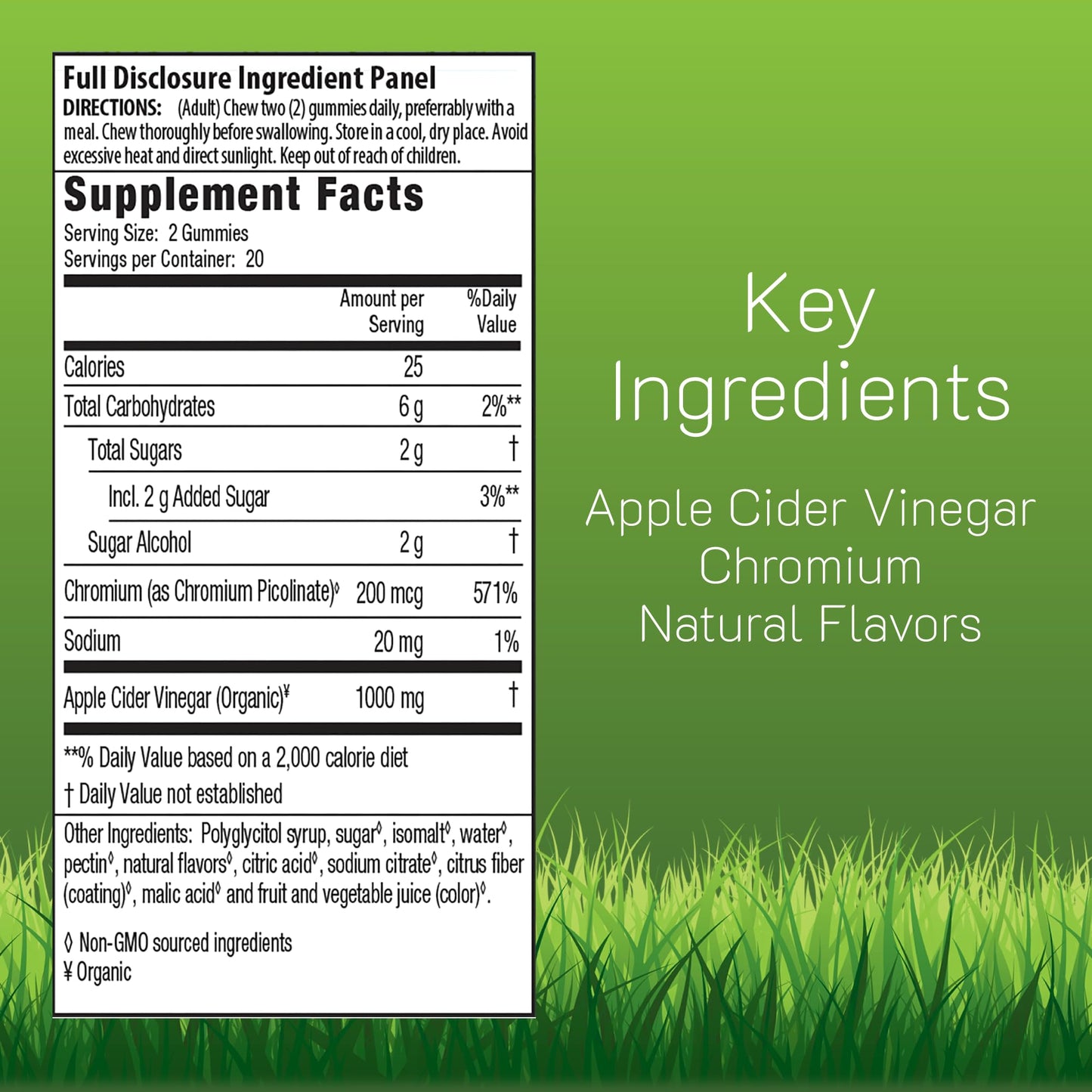 Irwin Naturals Apple Cider Vinegar + Metabolism, 1000mg, Chromium for Energy & Digestive Support, Vegan Gummies, 40 Count
