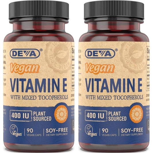 DEVA Vegan Natural Source Vitamin E 400IU with Mixed Tocopherols 180 Capsules