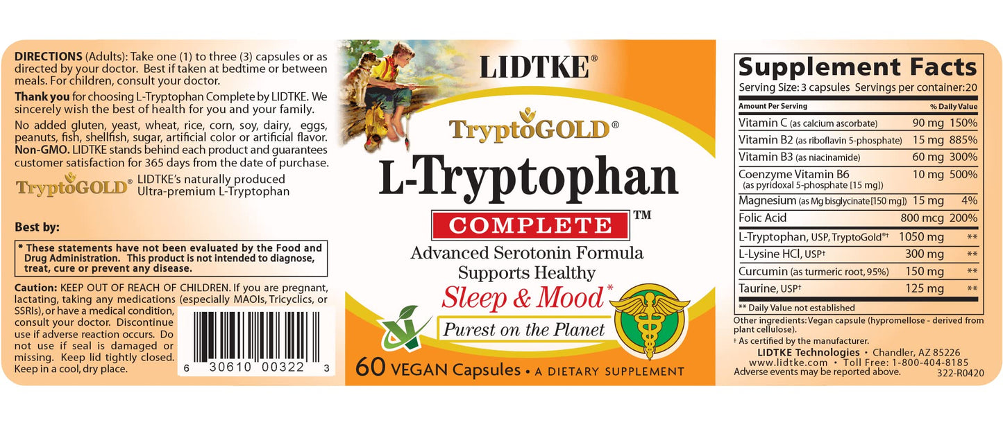 Lidtke L-Tryptophan Complete Capsules, 60 Capsules