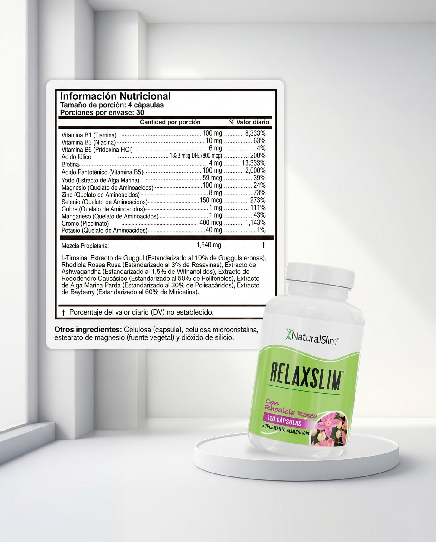 NaturalSlim Relaxslim Rhodiola Rosea & Adaptogenic Herb Capsules, 120 Capsules