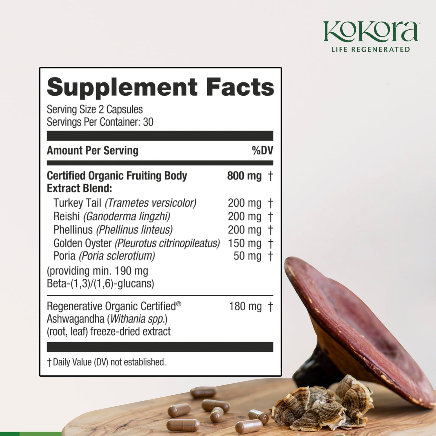 kokora 5 Mushroom Wellness 60 Capsules