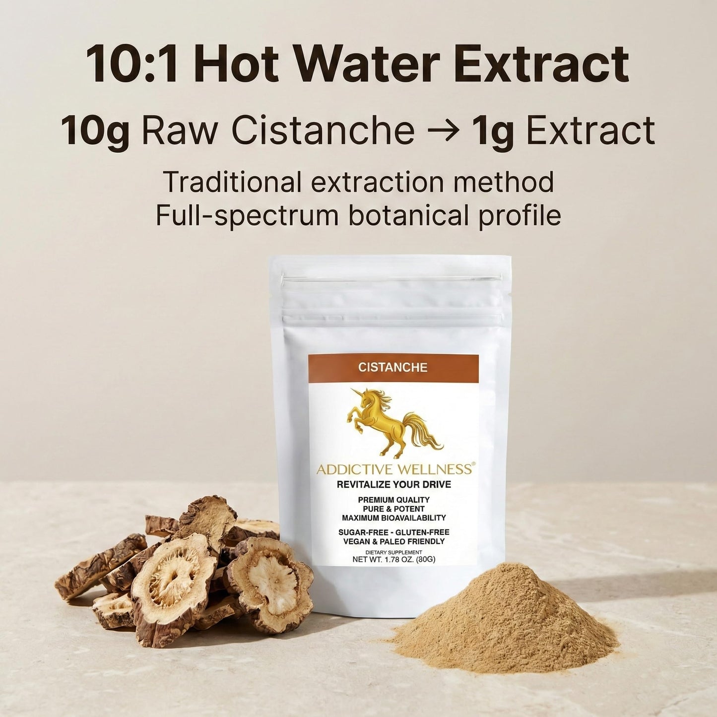 Addictive Wellness Cistanche Extract Powder, 10:1 Concentrated Extract, 50 g
