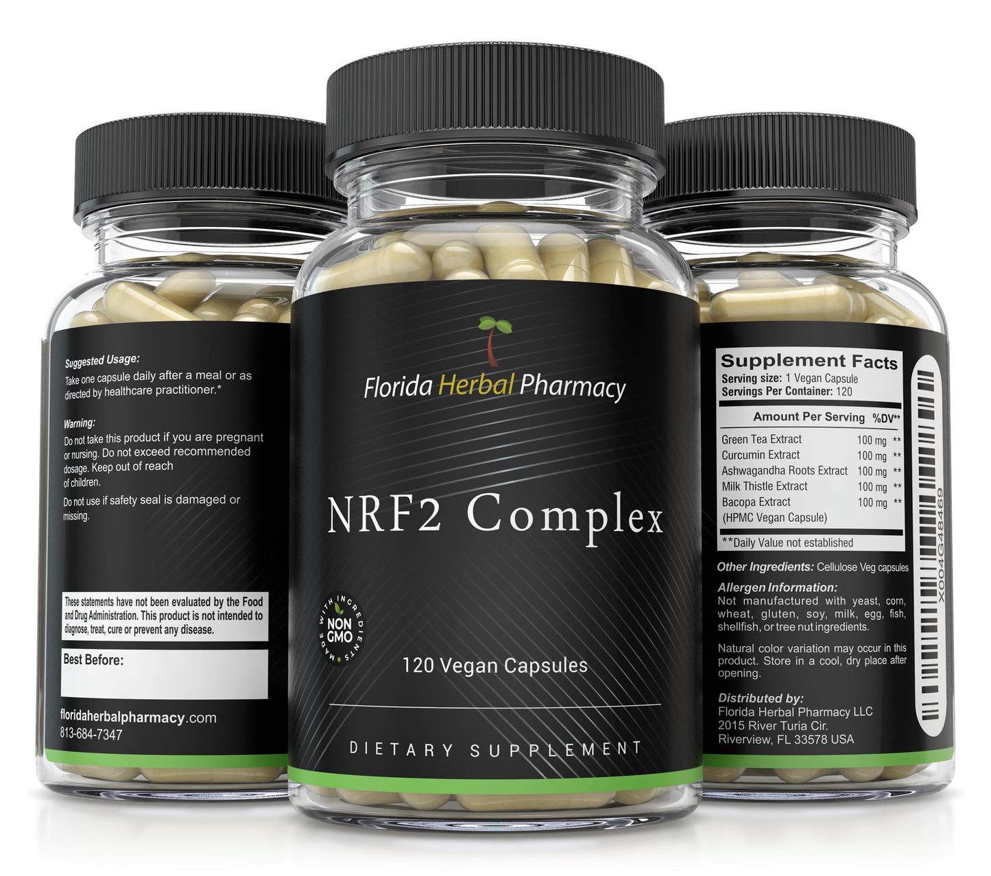 Florida Herbal Pharmacy NRF2 Complex Supplement Capsules, 120 Capsules