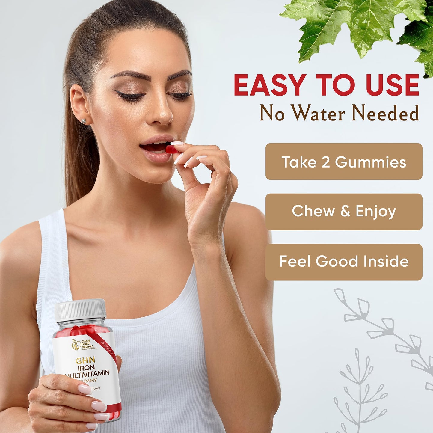 Global Health Naturals Nutritional Supplements Vegan Women’s Multivitamin Gummies with Iron – Gummy, 60 Count