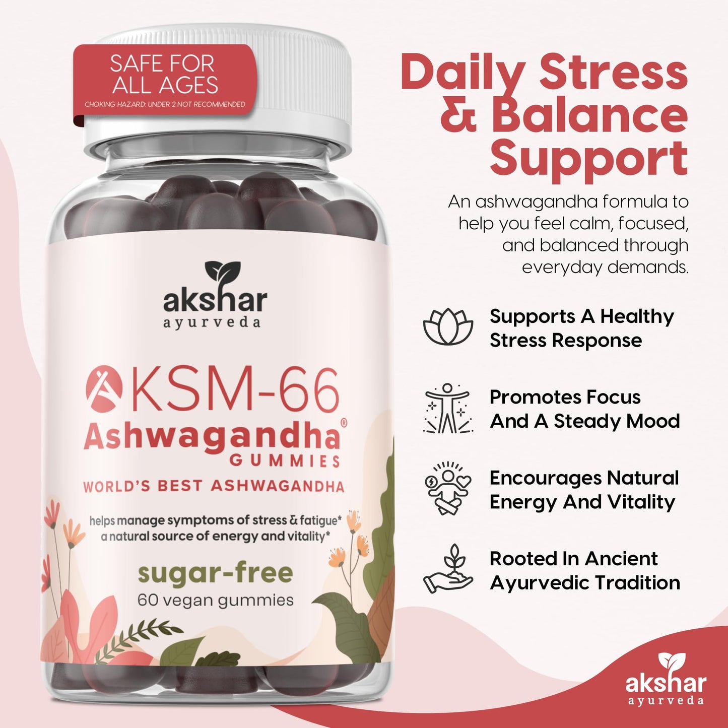 AKSHAR Ashwagandha KSM-66 Gummies, 60 Gummies
