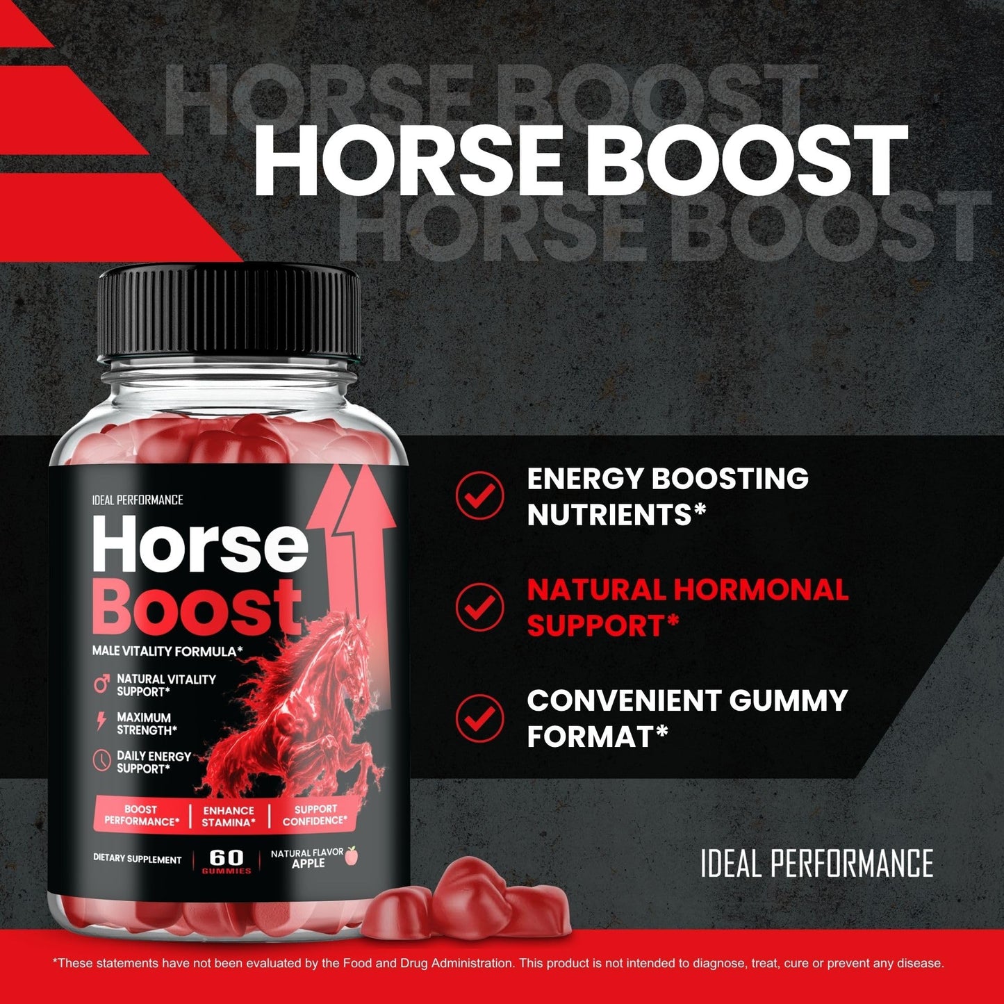 IDEAL PERFORMANCE Horse Boost for Men Gummies 120 Count