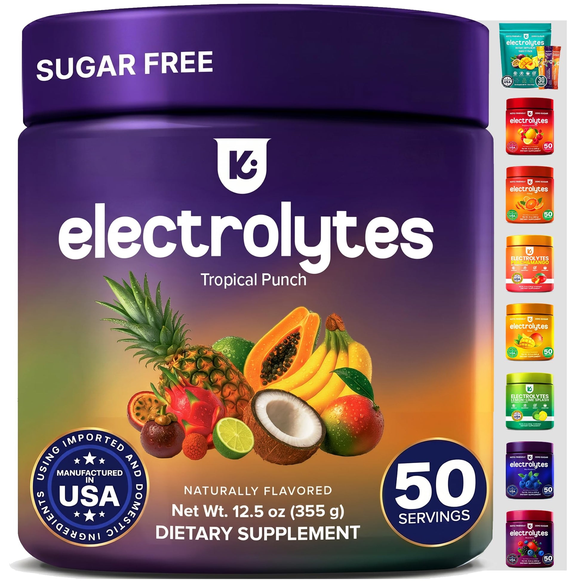 Keppi Sugar Free Electrolytes Powder Tropical Punch 12.5 oz