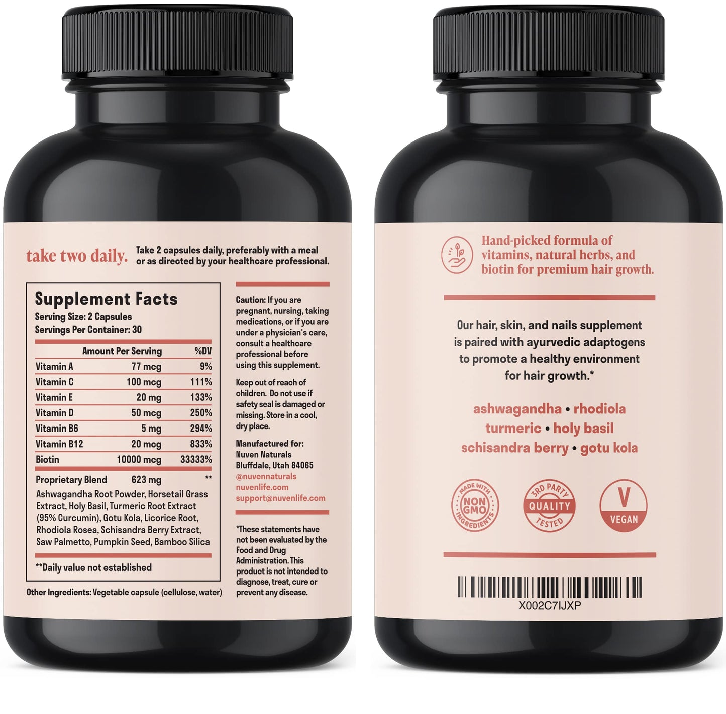 Nuven Naturals Biotin 10000 mcg Hair, Skin & Nails Capsules, 60 Count