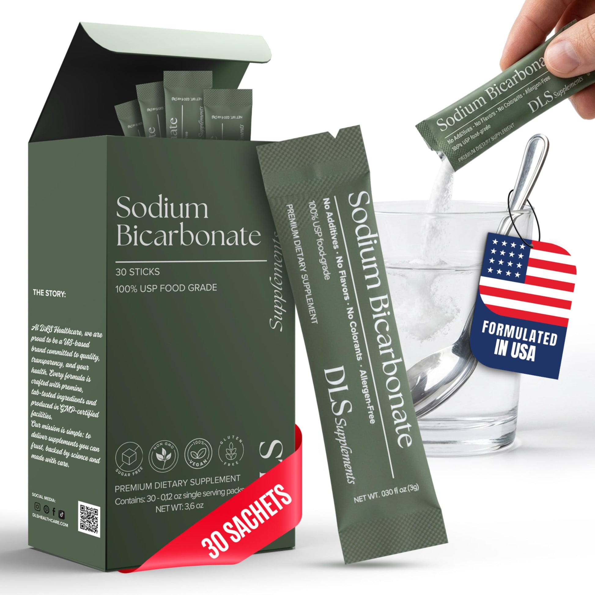 DLS Sodium Bicarbonate Supplement Powder Sticks 1 Pack