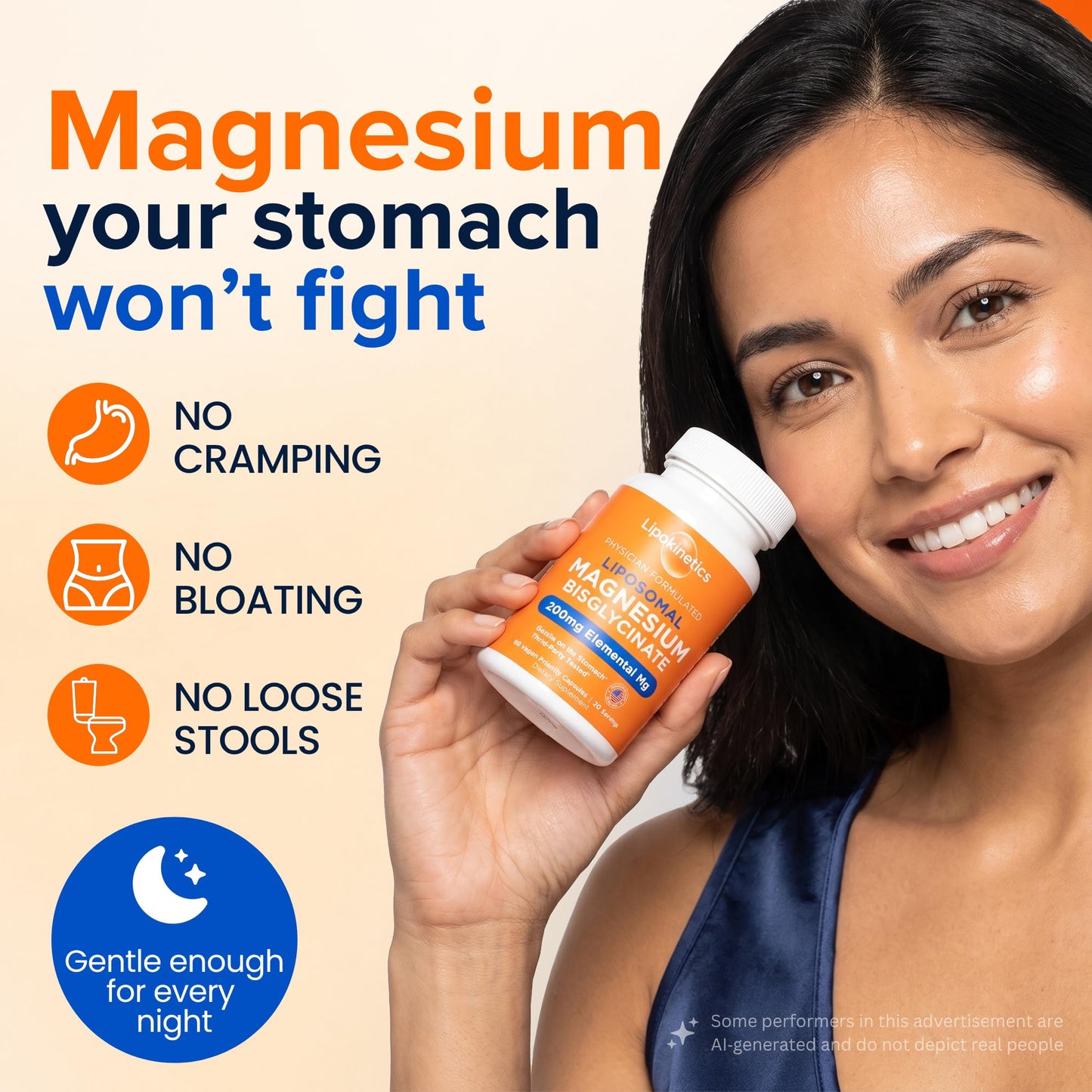 LIPOKINETICS Liposomal Magnesium Bisglycinate Capsules, 60 Count