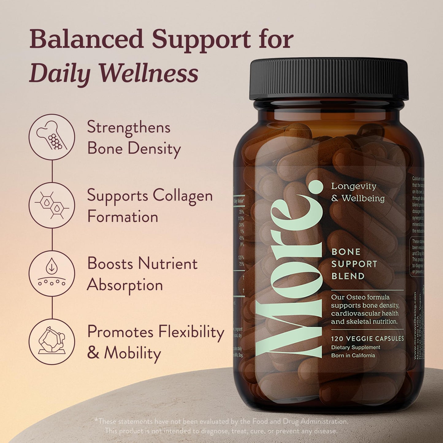 More. Longevity & Wellbeing Premium Calcium Supplement 120 Capsules
