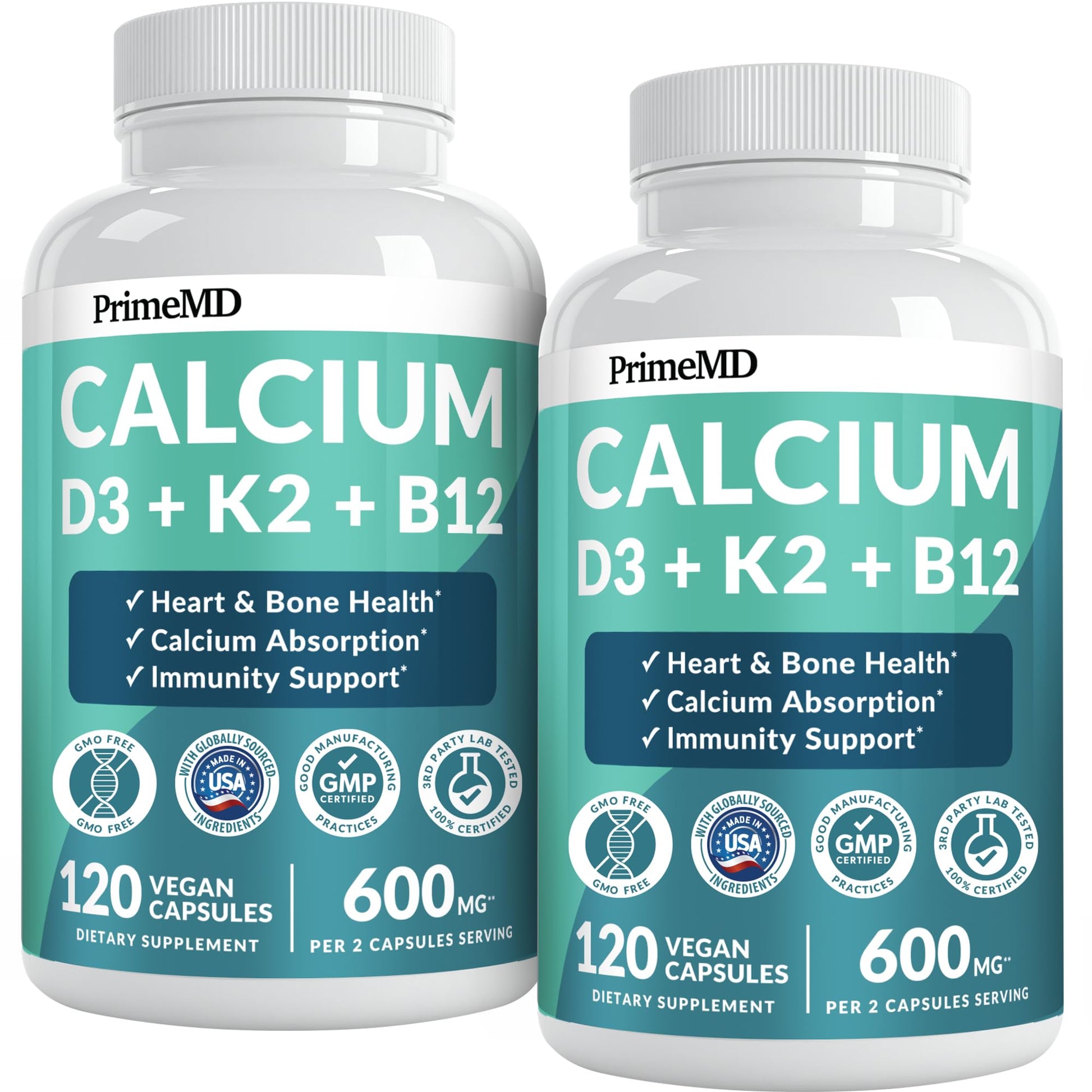 PrimeMD 4-in-1 Calcium with Vitamin D3 K2 5000 IU Capsules, 240 Count