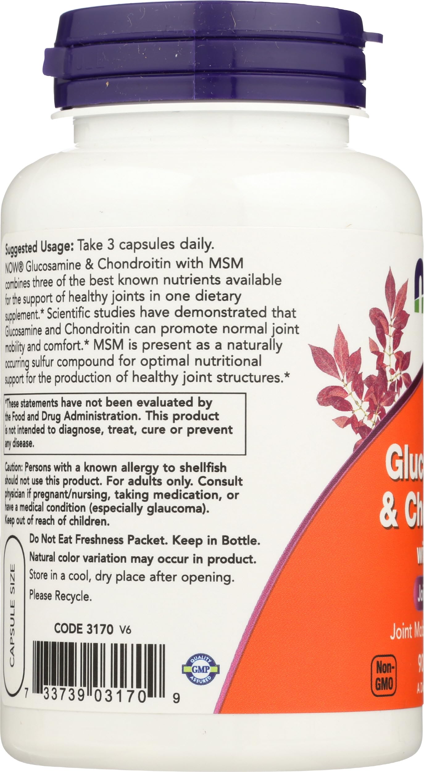 NOW Foods Glucosamine & Chondroitin with MSM 90 Capsules