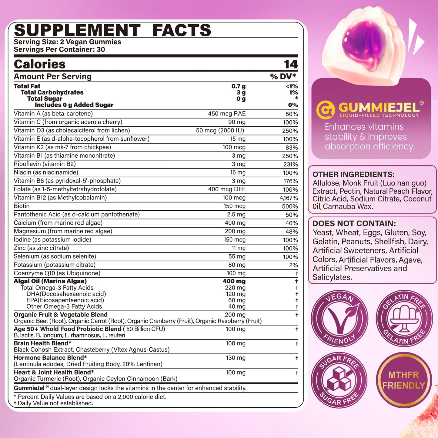 Nextdia Women 50+ Multivitamin Gummies + Prenatal Vitamins Gummies 120 Count
