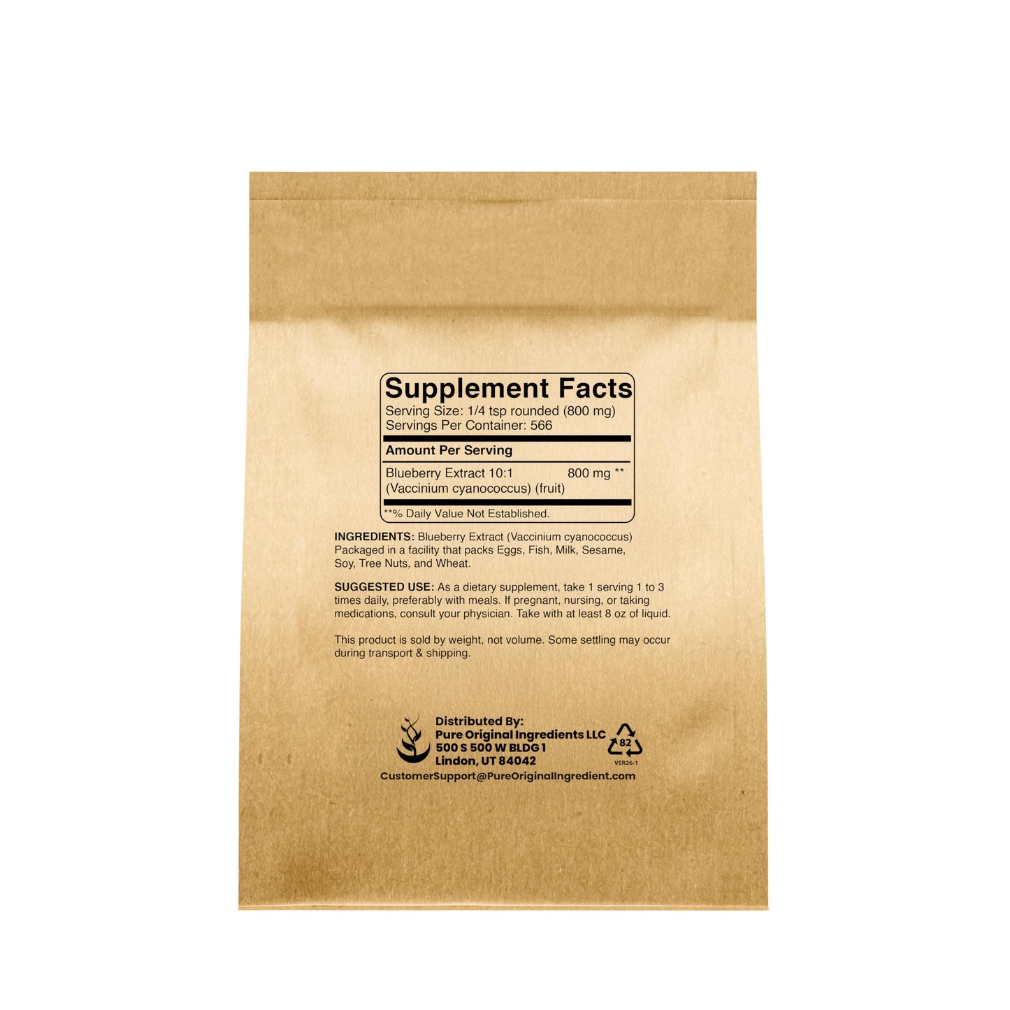 PURE ORIGINAL INGREDIENTS Blueberry Extract Powder 16 oz