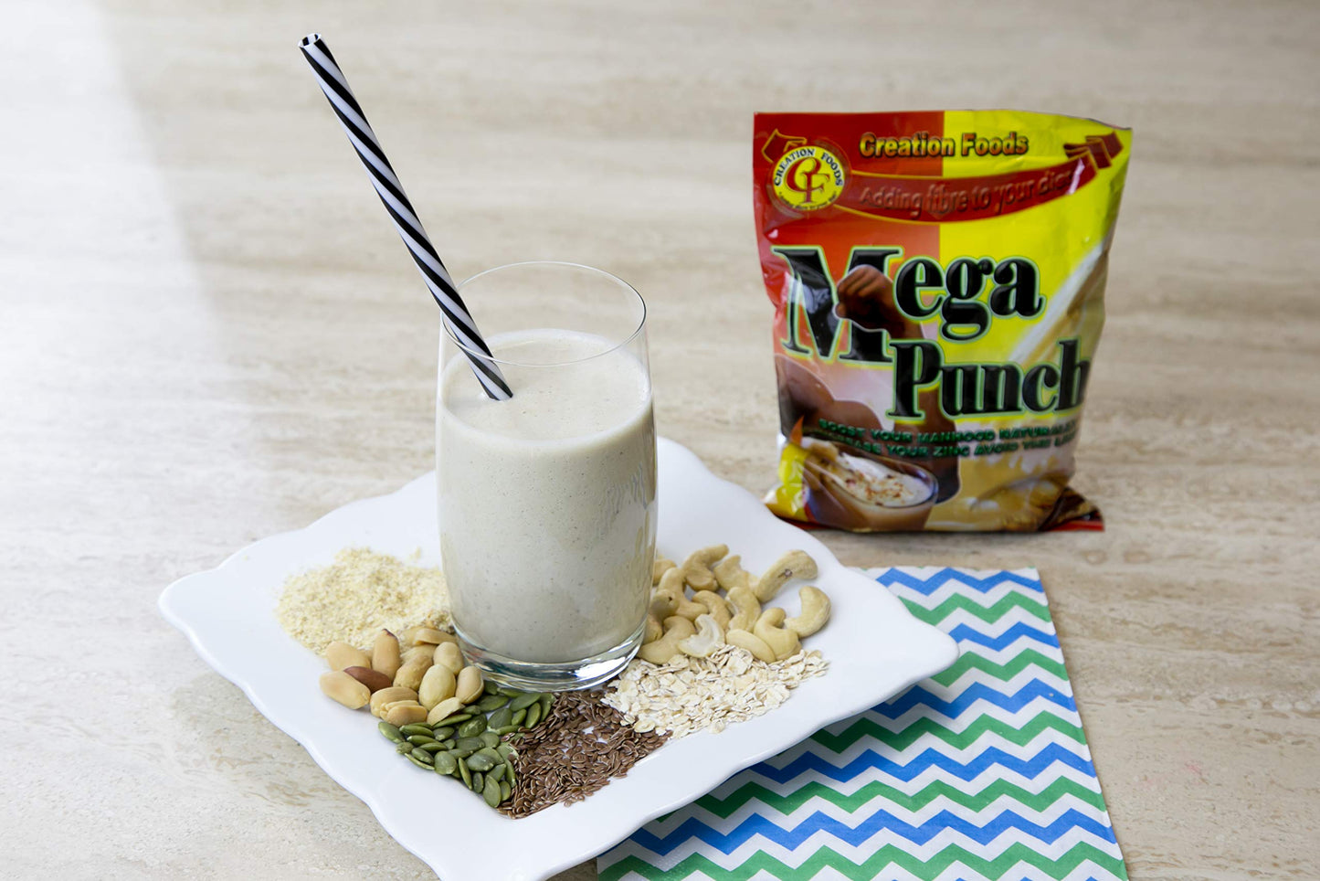 Creation Foods Mega Punch Jamaica's Finest Breakfast and Sports Men's Health Drink Powder, 3 Pack, 5.2911