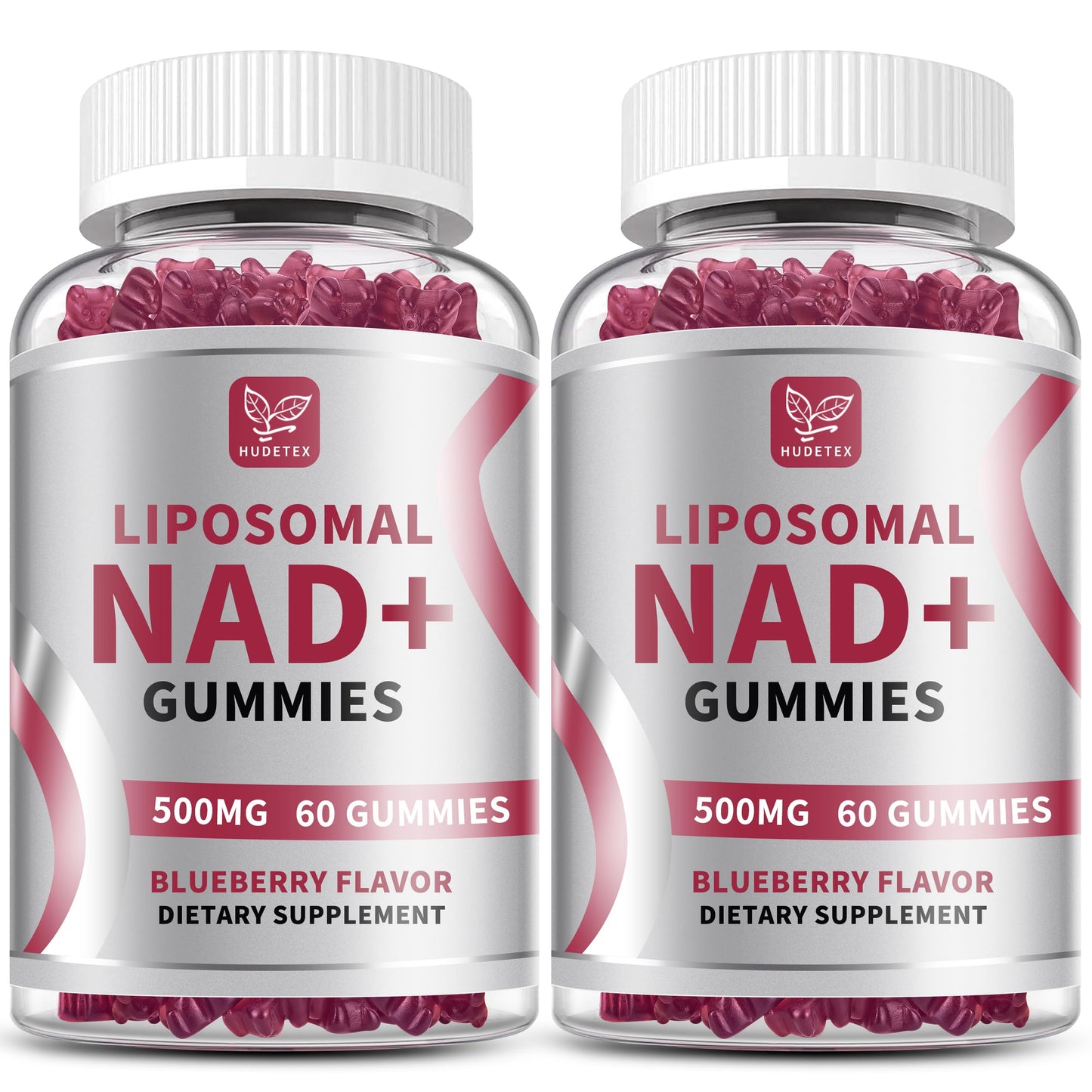 Hudetex NAD Gummies for Women & Men, 500mg Liposomal NAD, Blueberry Flavor, 120 Gummies
