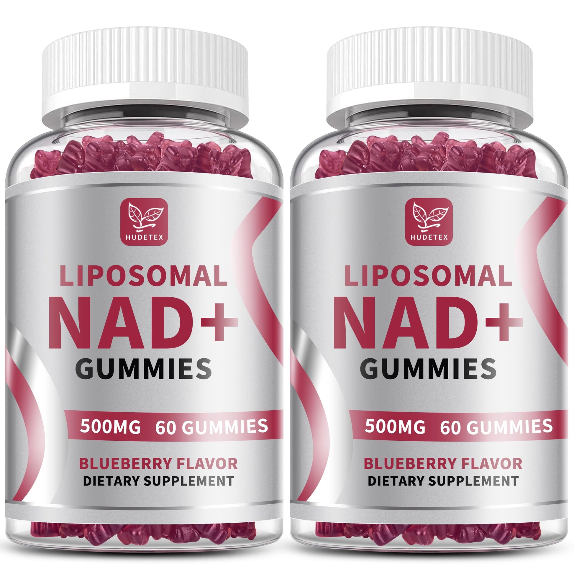 Hudetex NAD Gummies for Women & Men, 500mg Liposomal NAD, Blueberry Flavor, 120 Gummies