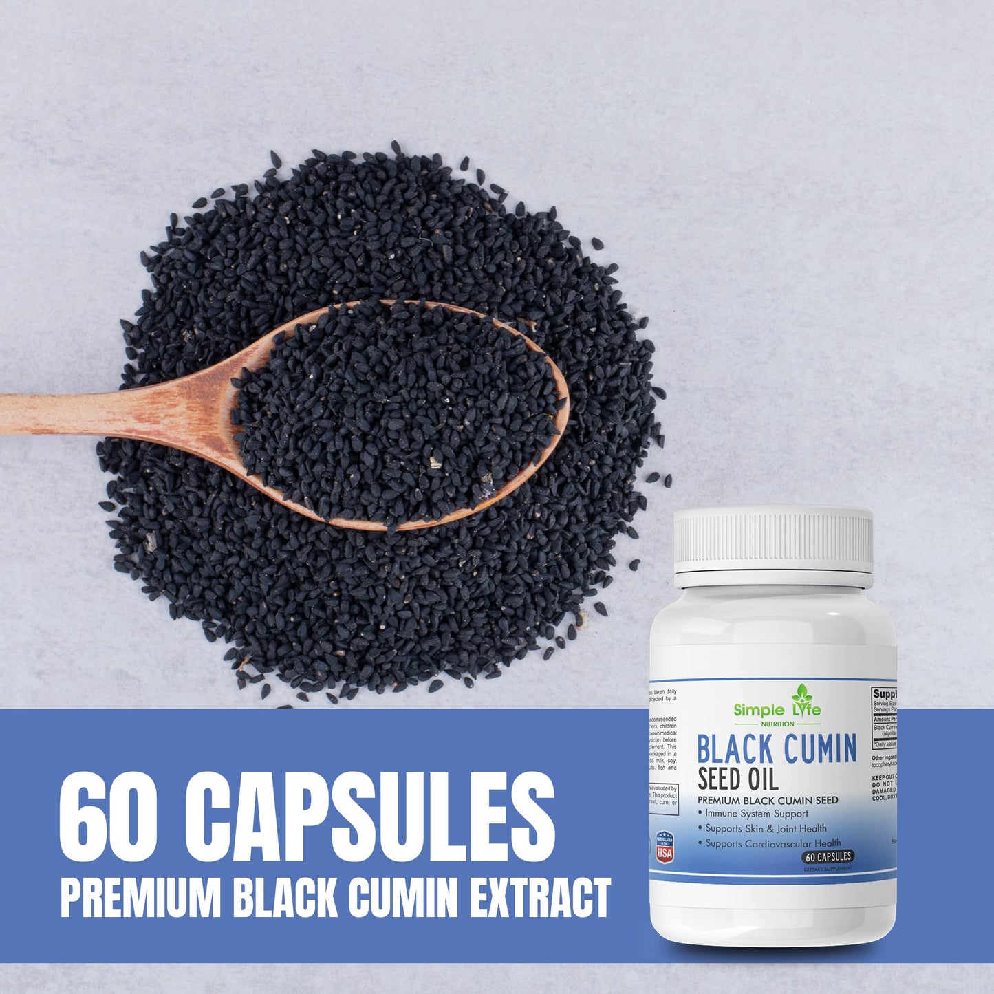 Simple Life Nutrition Organic Black Cumin Seed 60 Capsules
