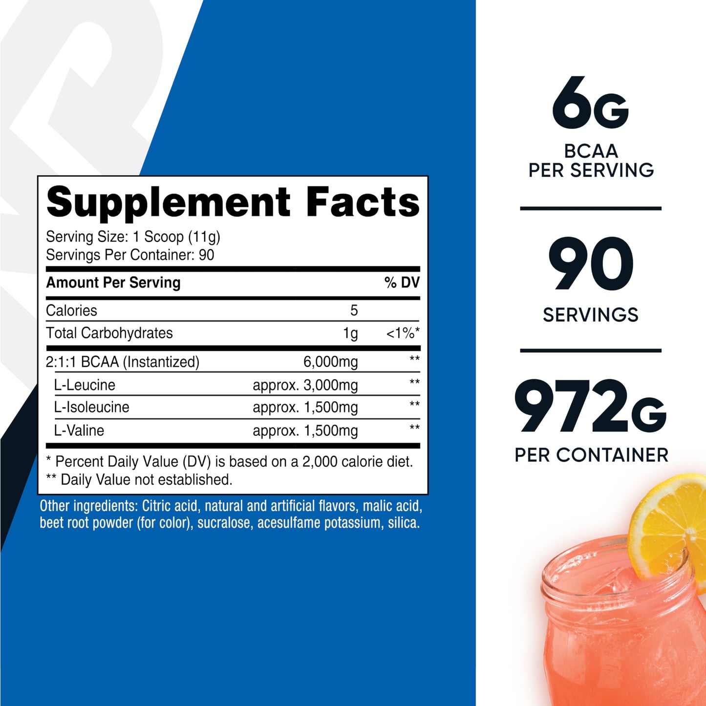 Nutricost BCAA Powder 2:1:1 Raspberry Lemonade, 35.4 oz