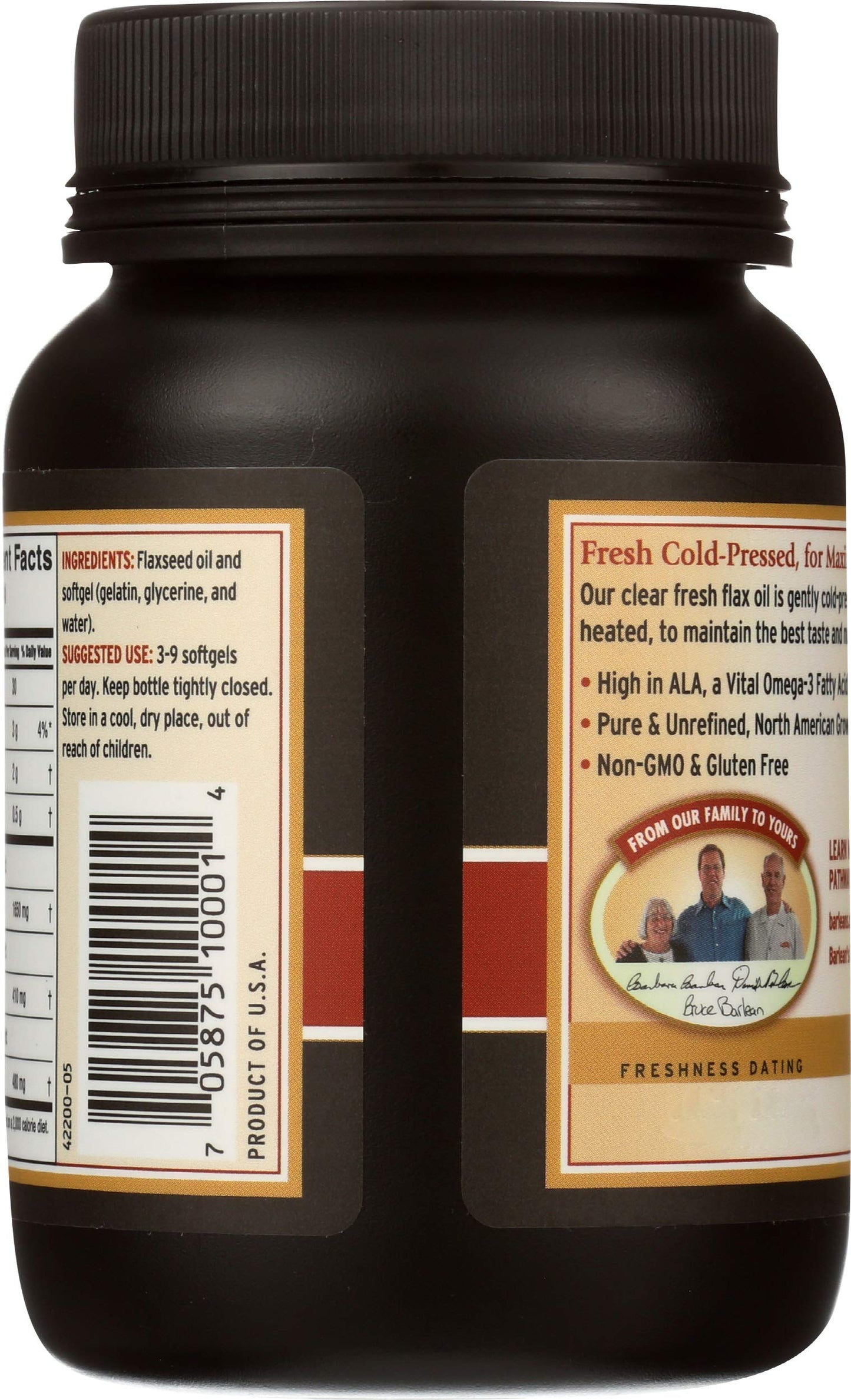 Barlean's Flaxseed Oil Softgels 1650mg ALA, Omega 3-6-9, Non-GMO, 100 Softgels