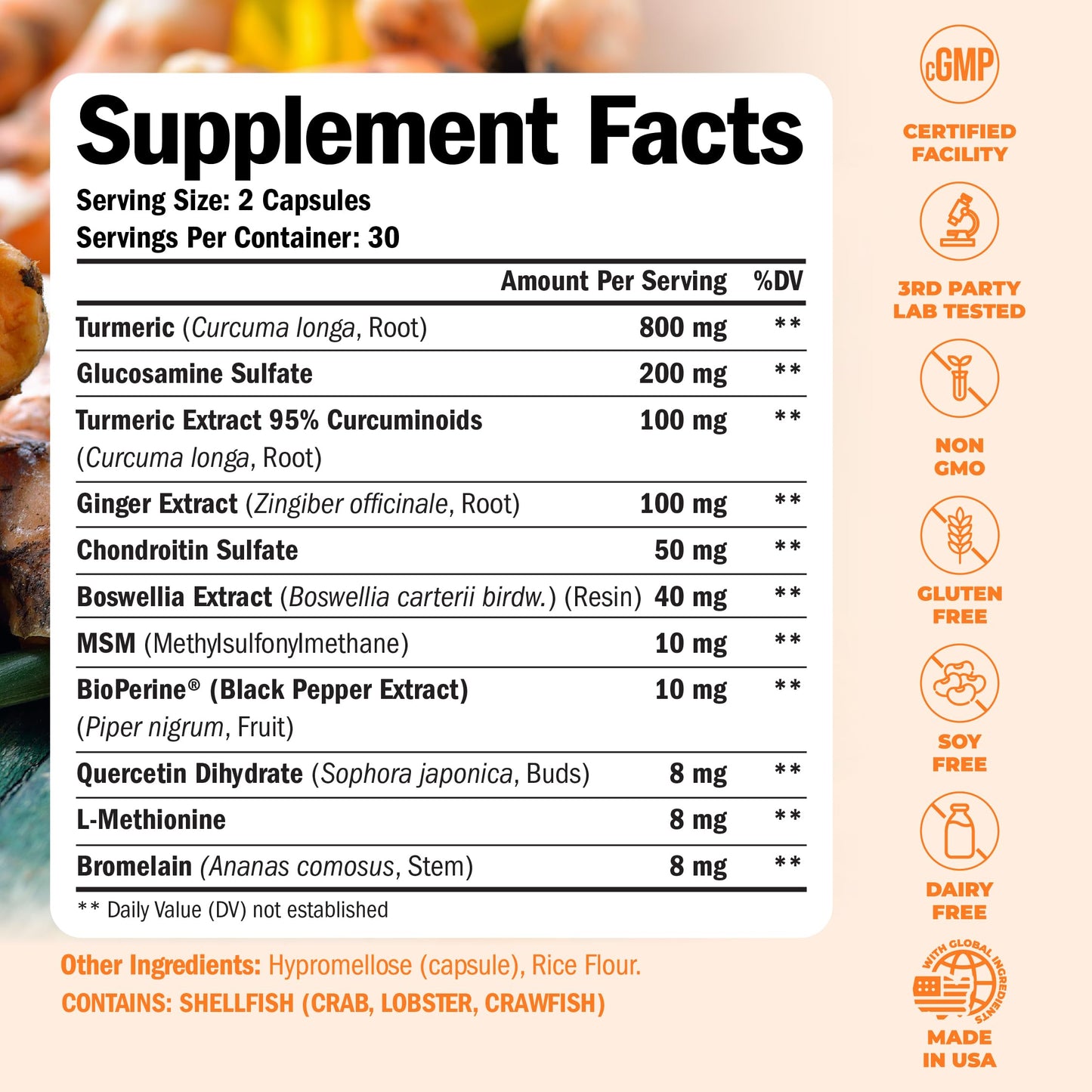Vimerson Health Turmeric Supplement with Glucosamine Chondroitin, 60 Capsules