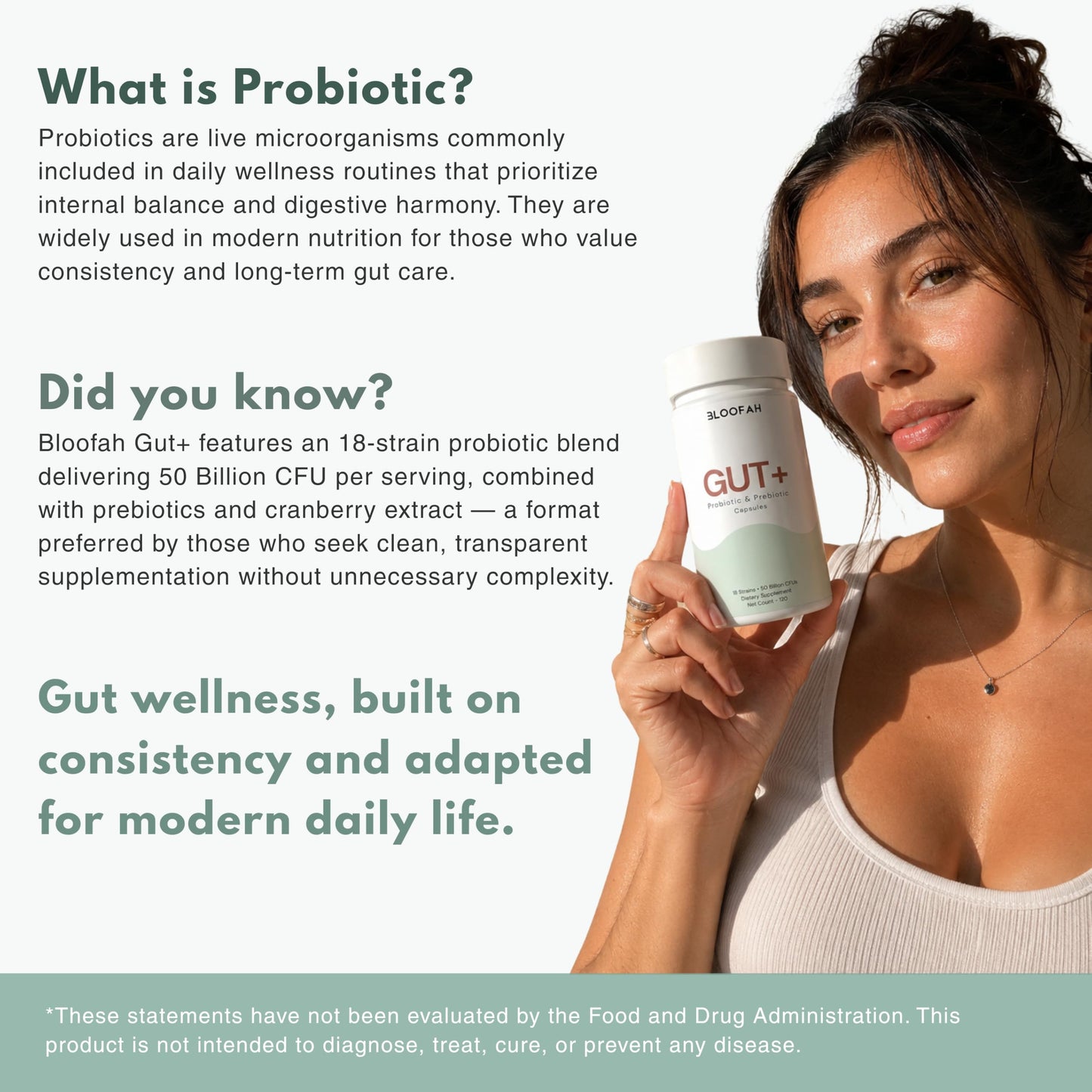 Bloofah Gut+ Probiotics for Women, 50 Billion CFU, 18 Strains, 120 Capsules