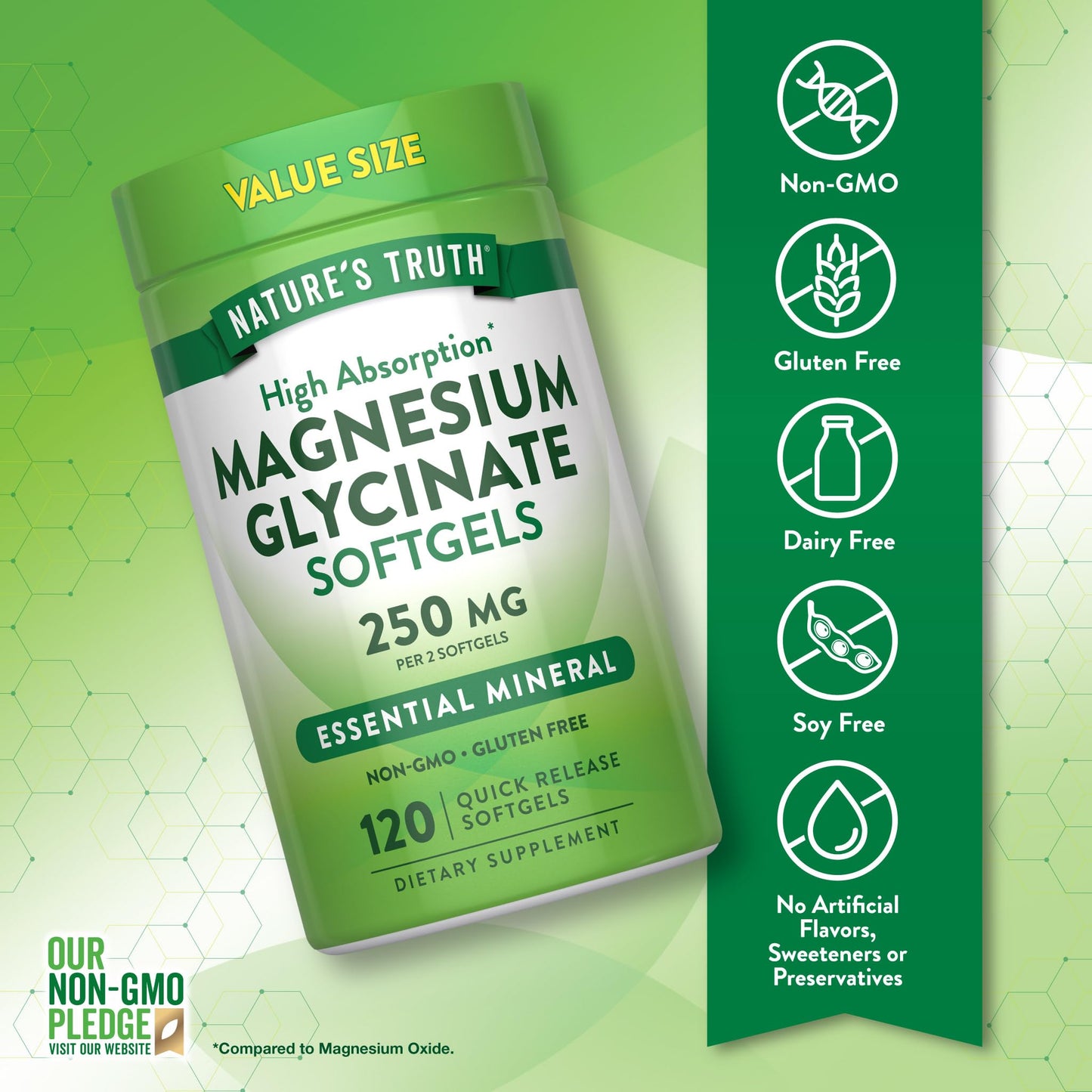 Nature's Truth Magnesium Glycinate 250mg Softgels 120 Count