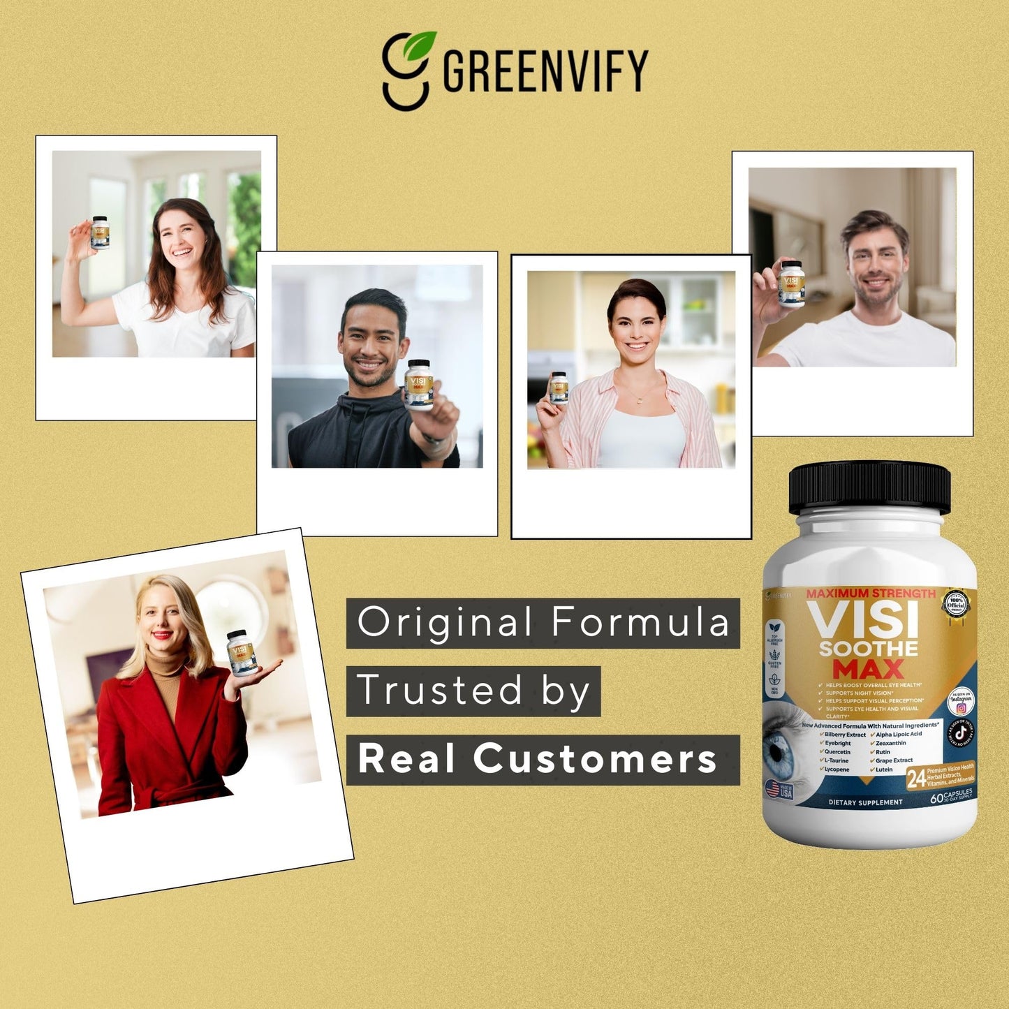 GREENVIFY Vision Soothe Max Extra Strength Eye Care and Macular Formula 60 Capsules