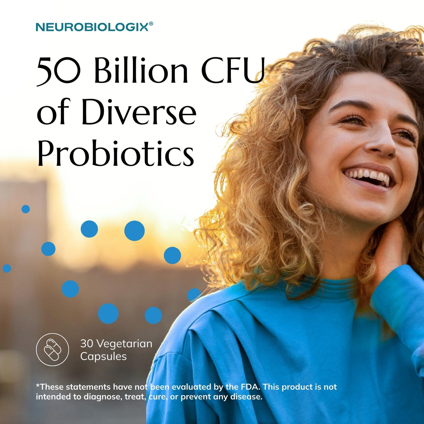Neurobiologix Biotic Supreme 50, 50 Billion CFU Probiotics with Akkermansia, Saccharomyces boulardii Prebiotic, Supports Gut Flora, Microbial, Digestive & Immune Health, 28 Capsules