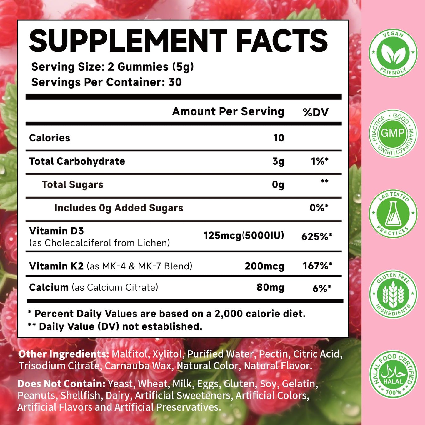 MOORGUMY Vitamin D3 K2 Gummies, 60 Count