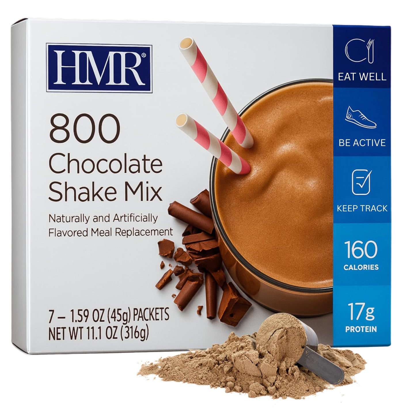 HMR 800 Chocolate Meal Replacement Shake Mix Powder, 11.13 oz