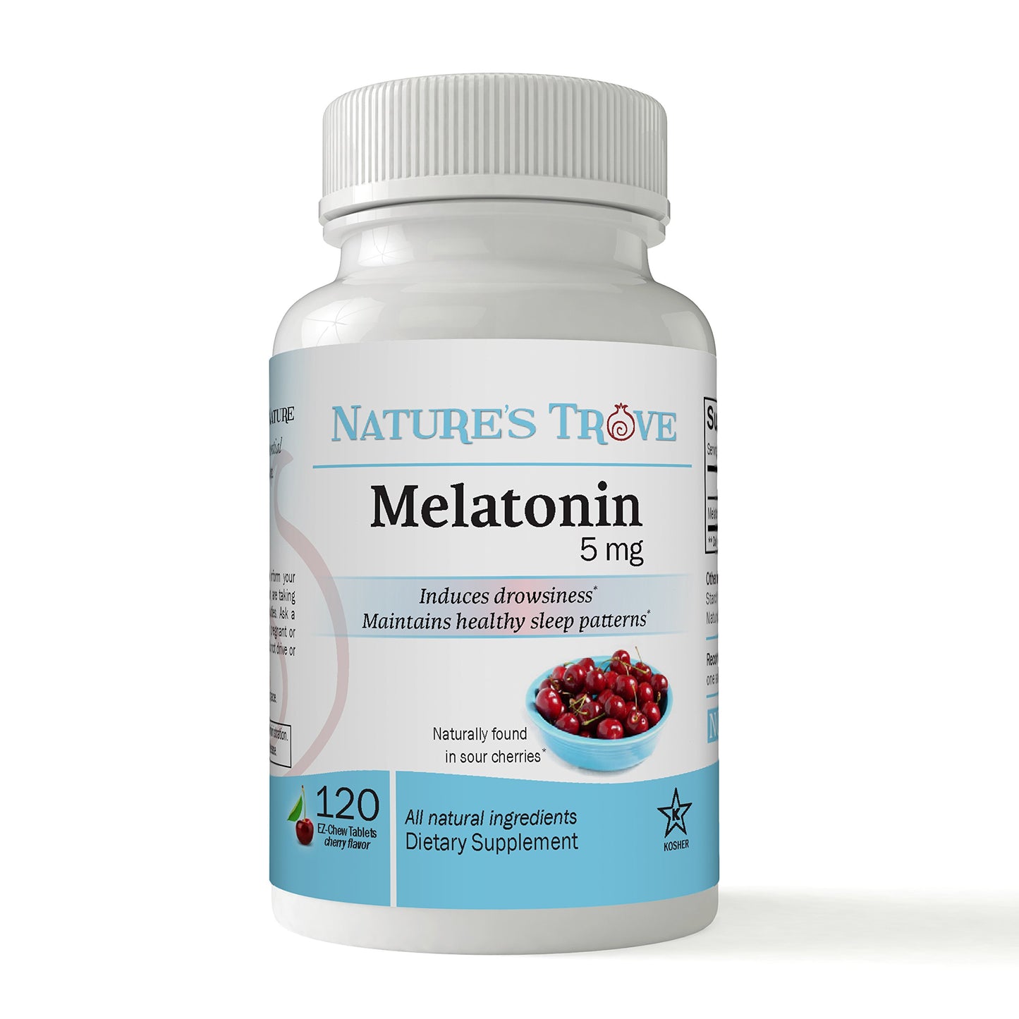 Nature's Trove Melatonin 5mg EZ Chew Tablets Cherry Flavor, 120 Tablets