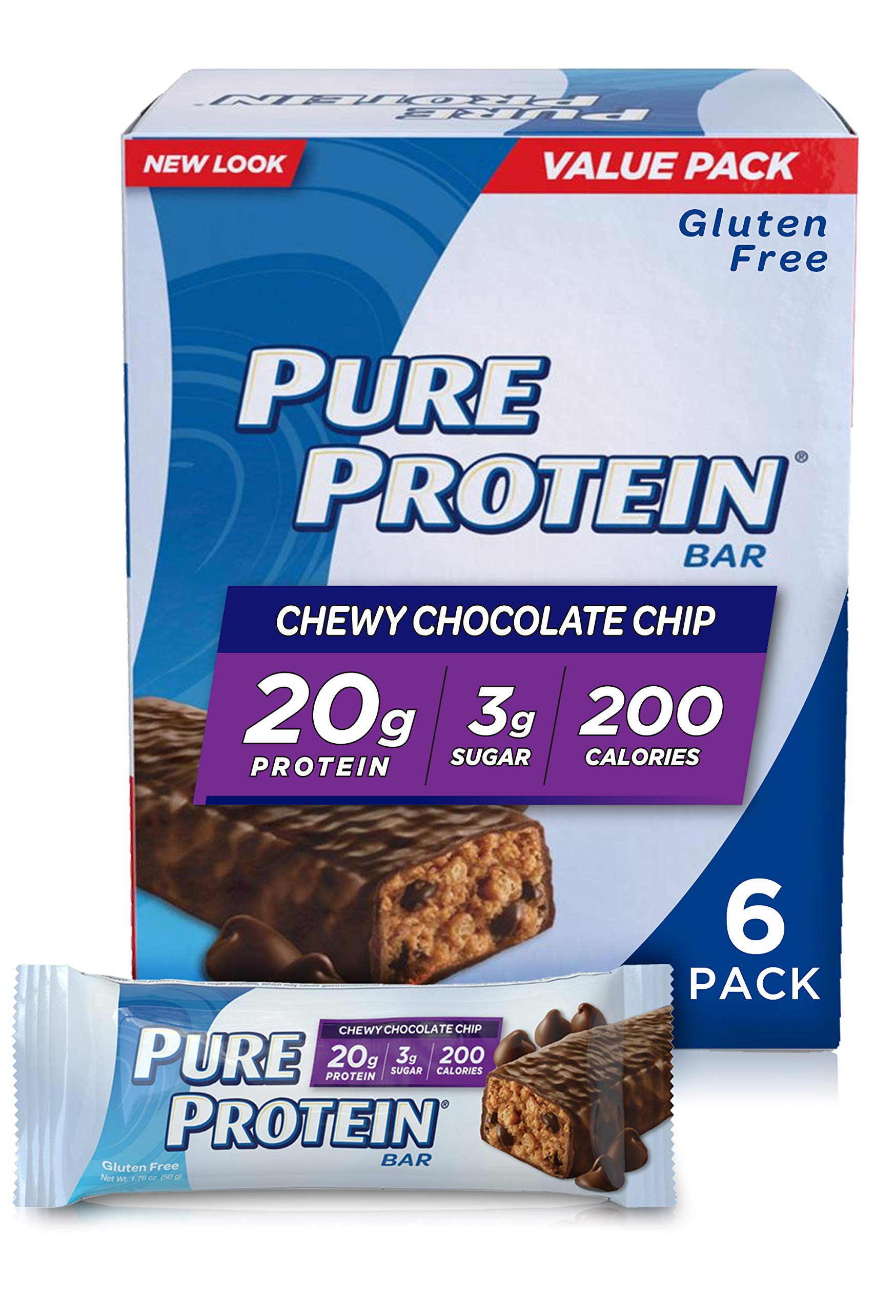 Pure Protein Chewy Chocolate Chip Protein Bars, 50 gram, 6 Bars