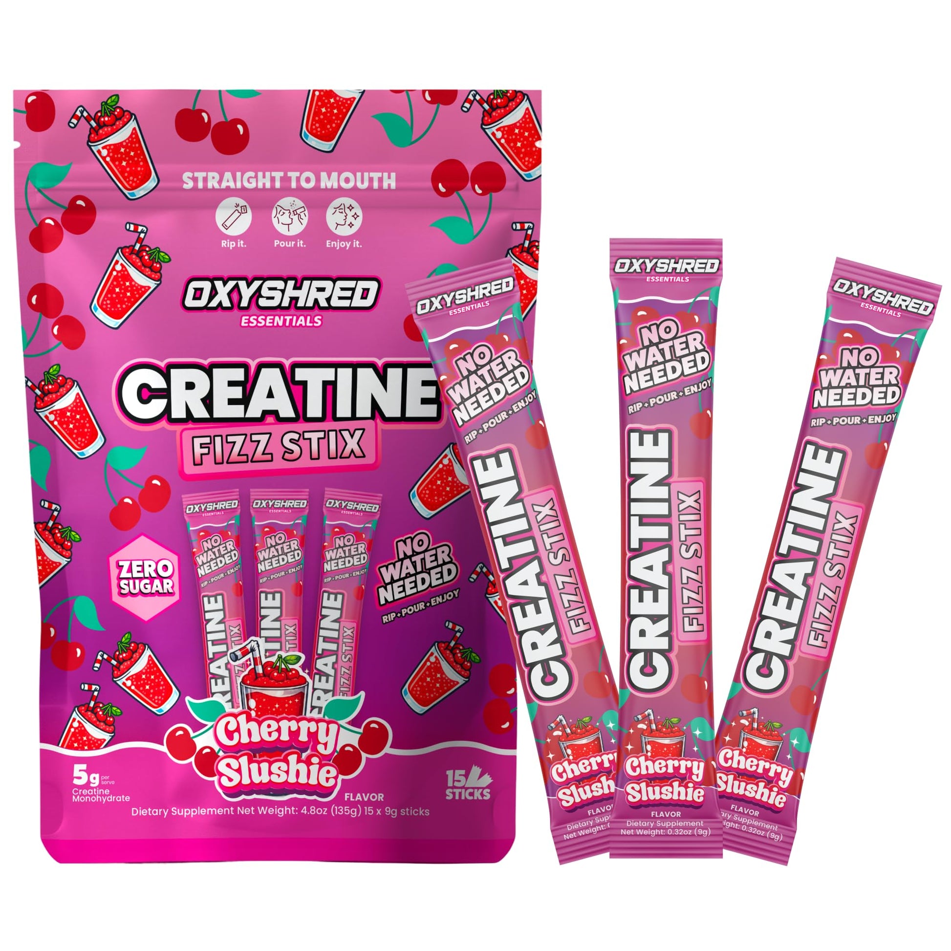 EHP Labs OxyShred Creatine Monohydrate Fizz Sticks Powder 15 Pack
