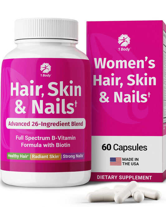 1 Body Hair Skin and Nails Vitamins with Biotin Capsule, 60 Capsules